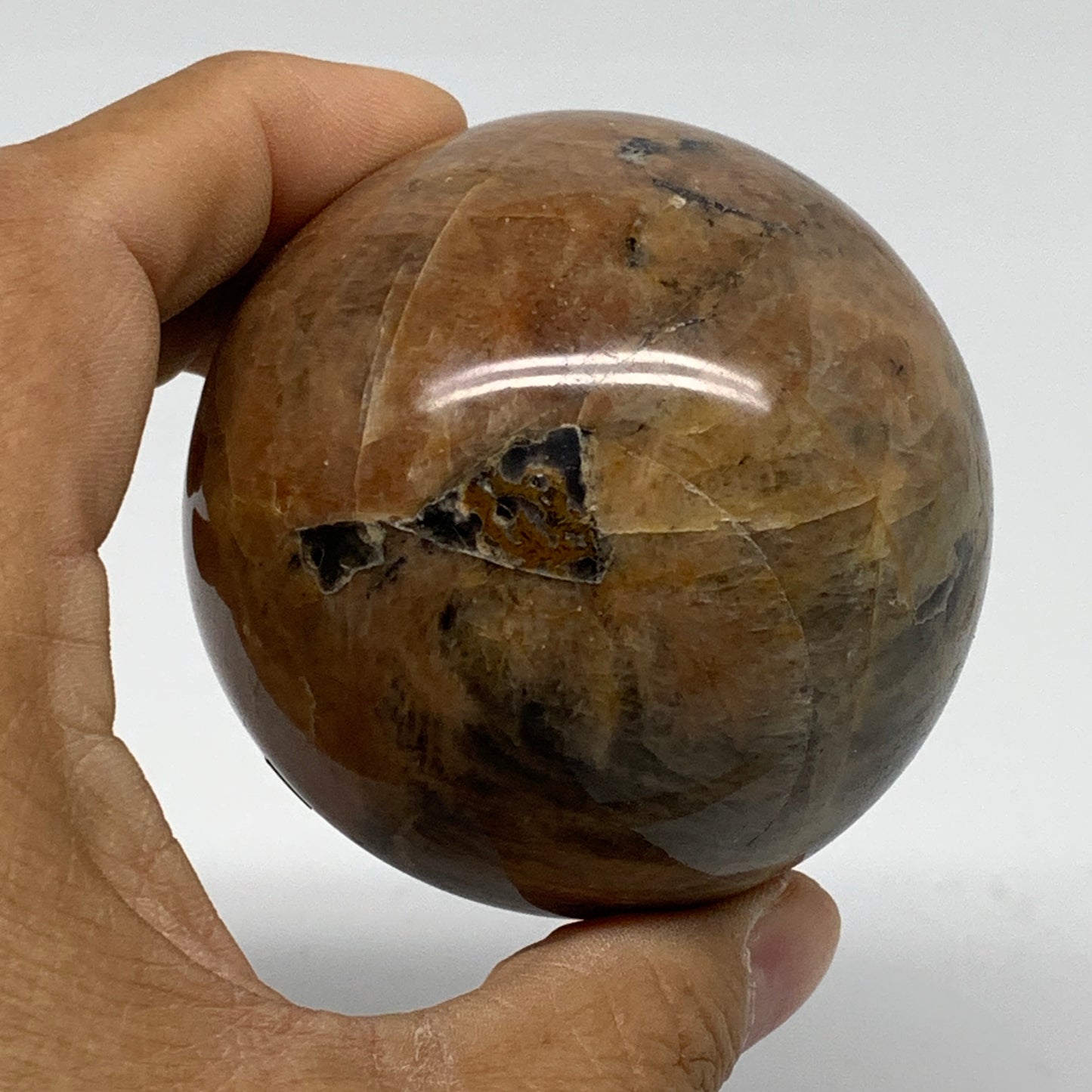 0.74 lbs, 2.5"(63mm), Black Moonstone Sphere Ball Gemstone Polished, B37537