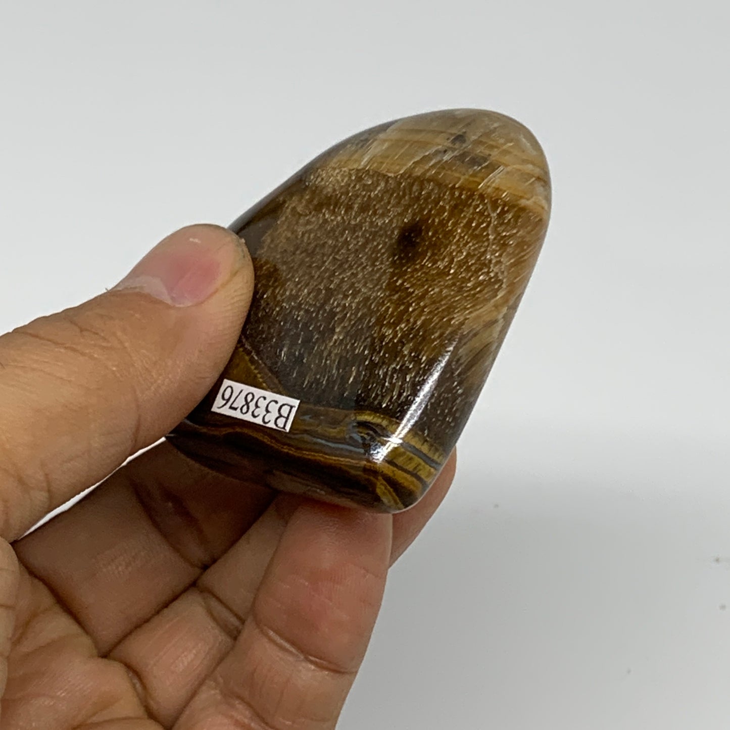 86.3g, 2.2"x2.3"x0.8", Tiger's Eye Heart Polished Healing Crystal @India, B33876