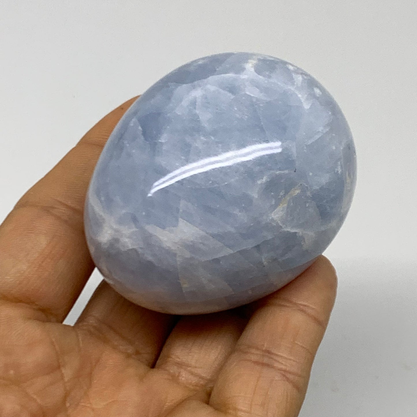 178.8g, 2.3"x1.8", Natural Blue Calcite Egg Polished Crystal @Madagascar, B38402