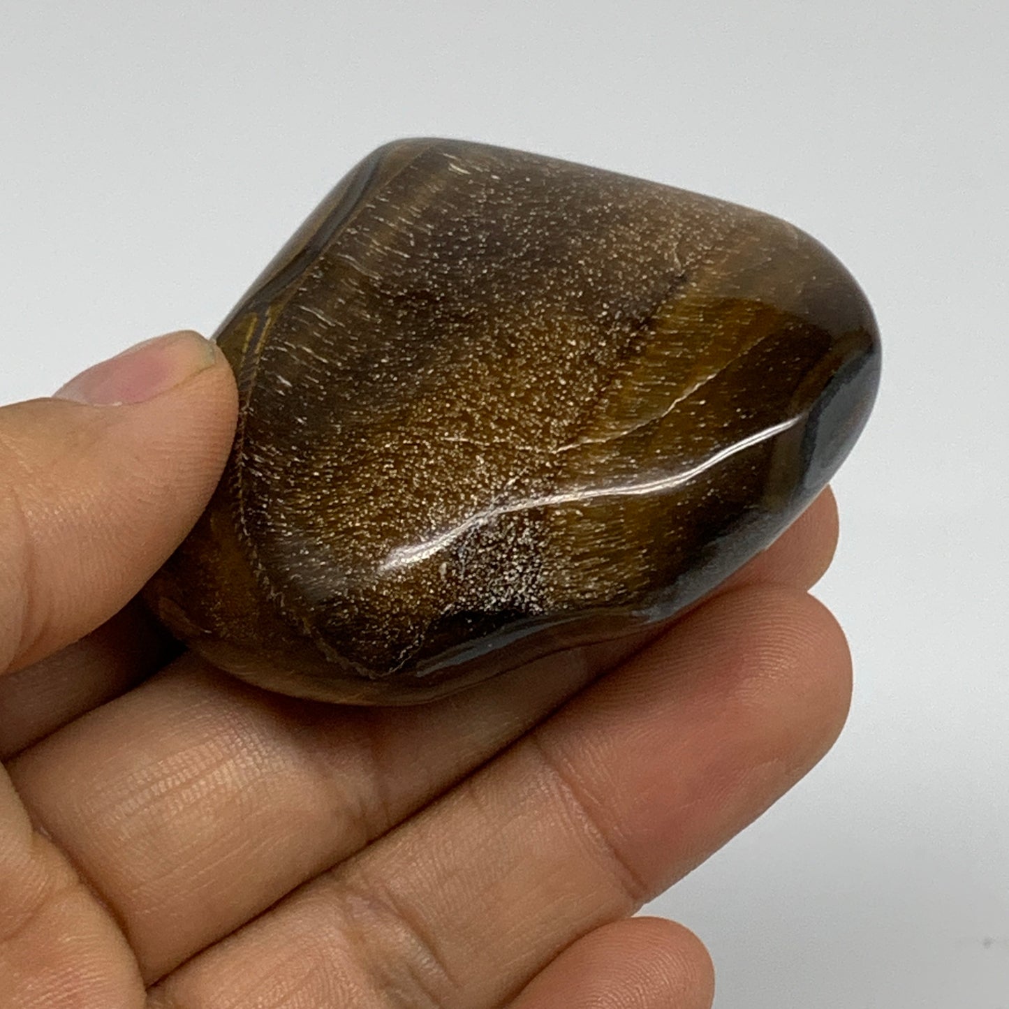86.3g, 2.2"x2.3"x0.8", Tiger's Eye Heart Polished Healing Crystal @India, B33876