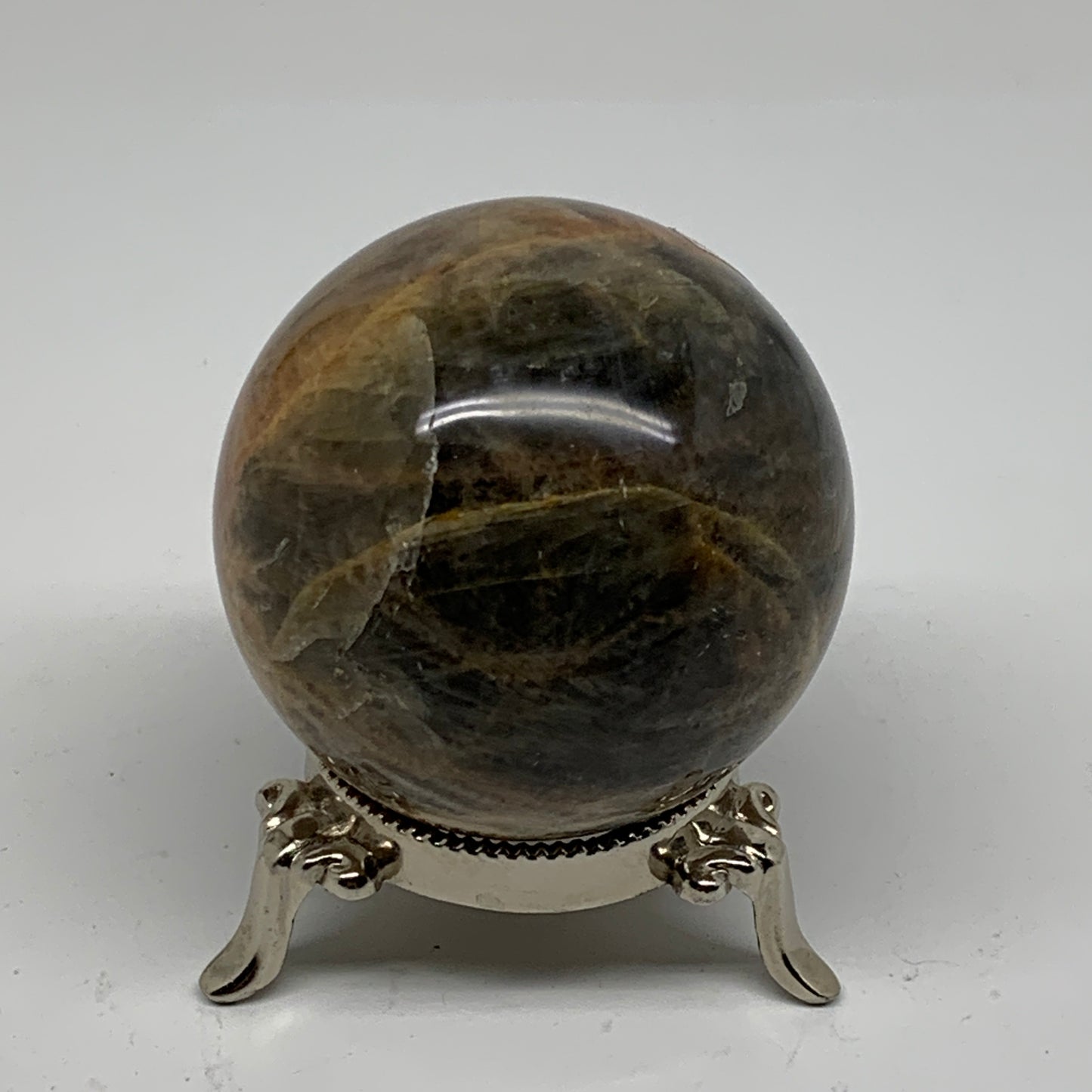 0.74 lbs, 2.5"(63mm), Black Moonstone Sphere Ball Gemstone Polished, B37537