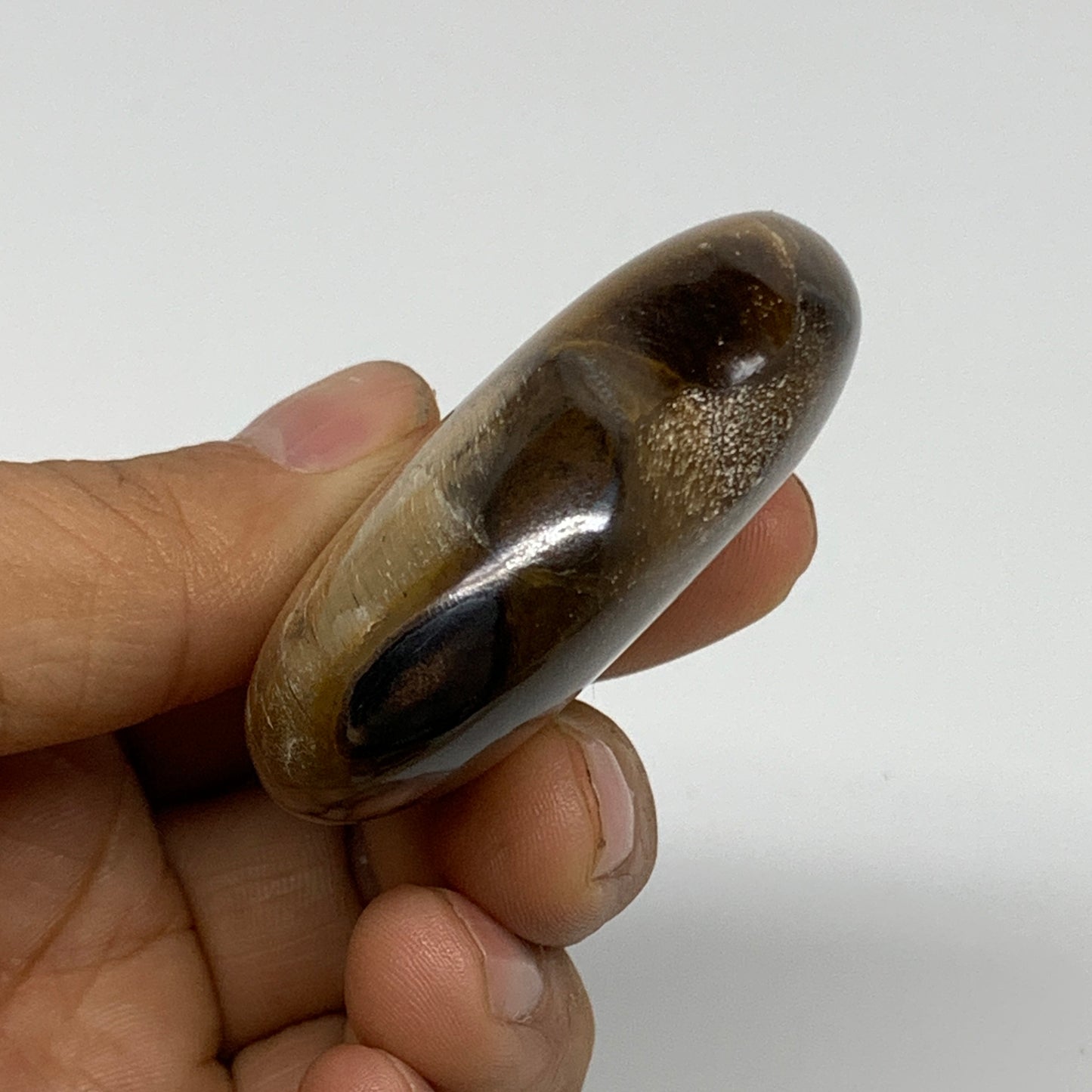 86.3g, 2.2"x2.3"x0.8", Tiger's Eye Heart Polished Healing Crystal @India, B33876