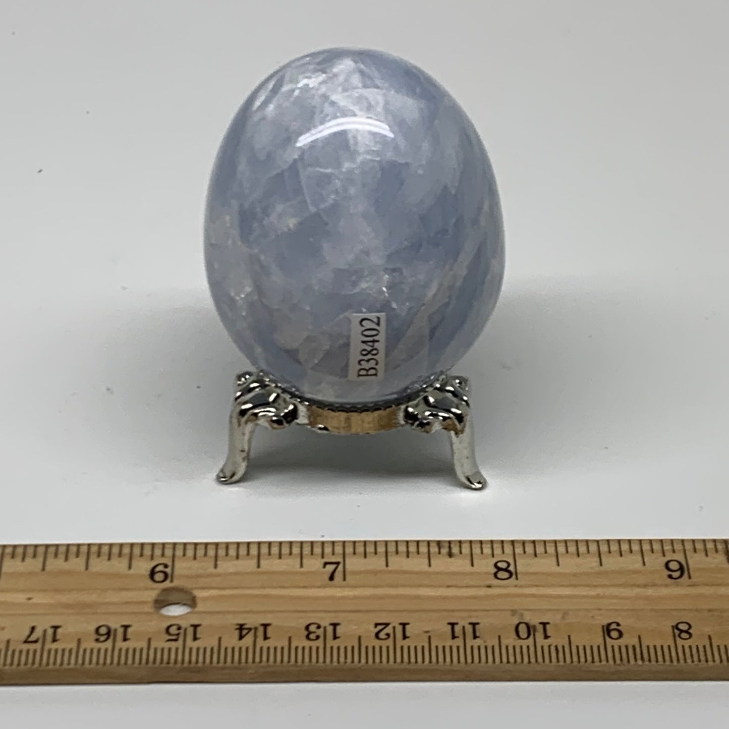 178.8g, 2.3"x1.8", Natural Blue Calcite Egg Polished Crystal @Madagascar, B38402