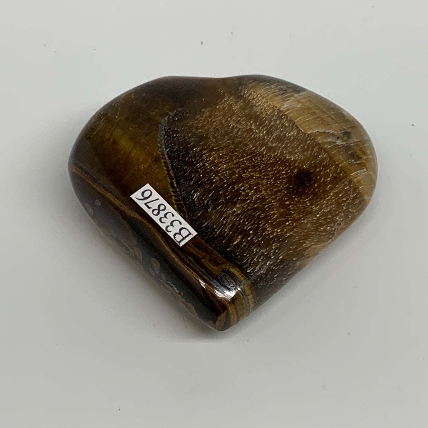 86.3g, 2.2"x2.3"x0.8", Tiger's Eye Heart Polished Healing Crystal @India, B33876