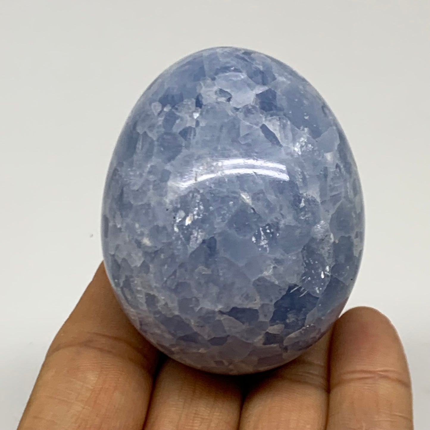 179.9g, 2.3"x1.8", Natural Blue Calcite Egg Polished Crystal @Madagascar, B38403