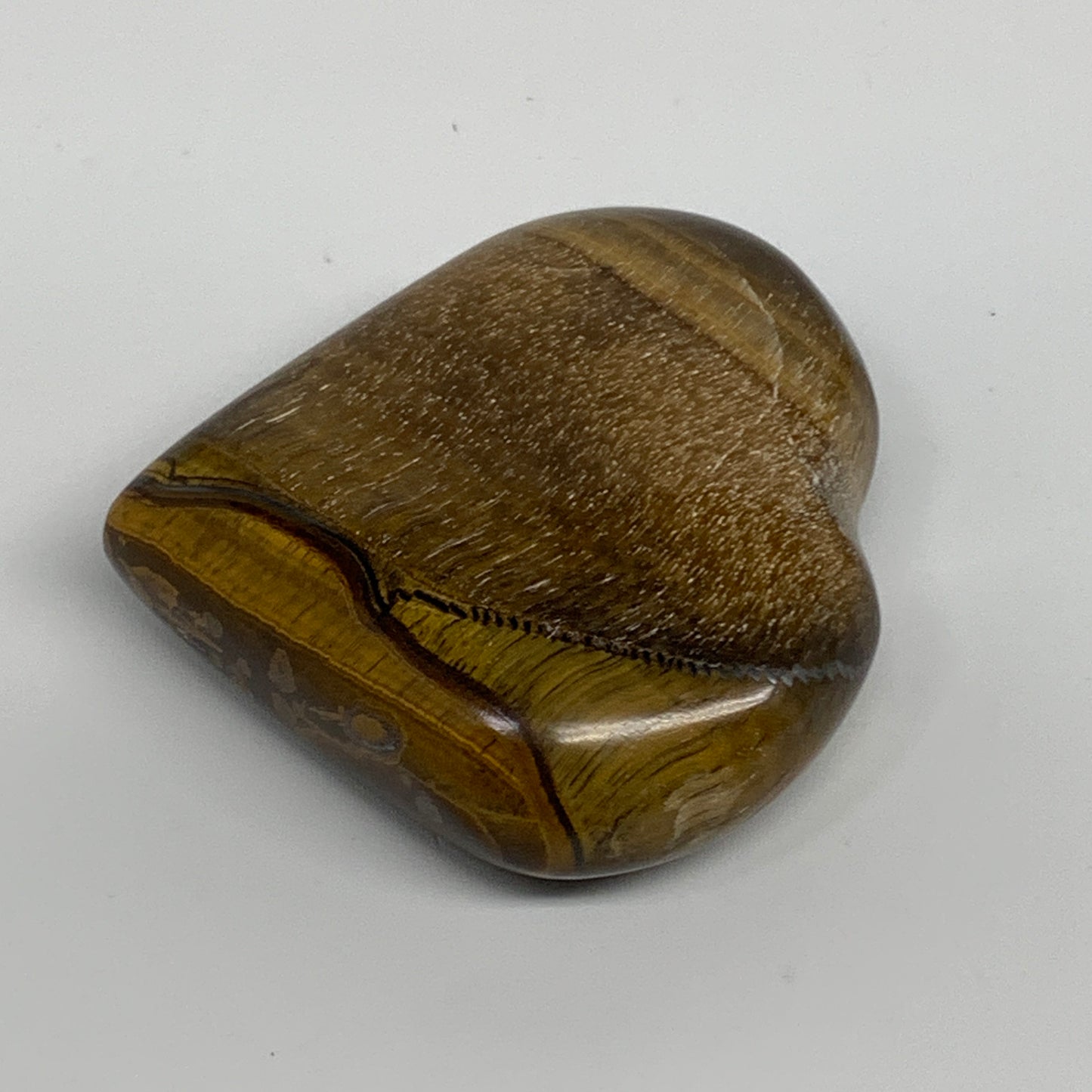 86.3g, 2.2"x2.3"x0.8", Tiger's Eye Heart Polished Healing Crystal @India, B33876