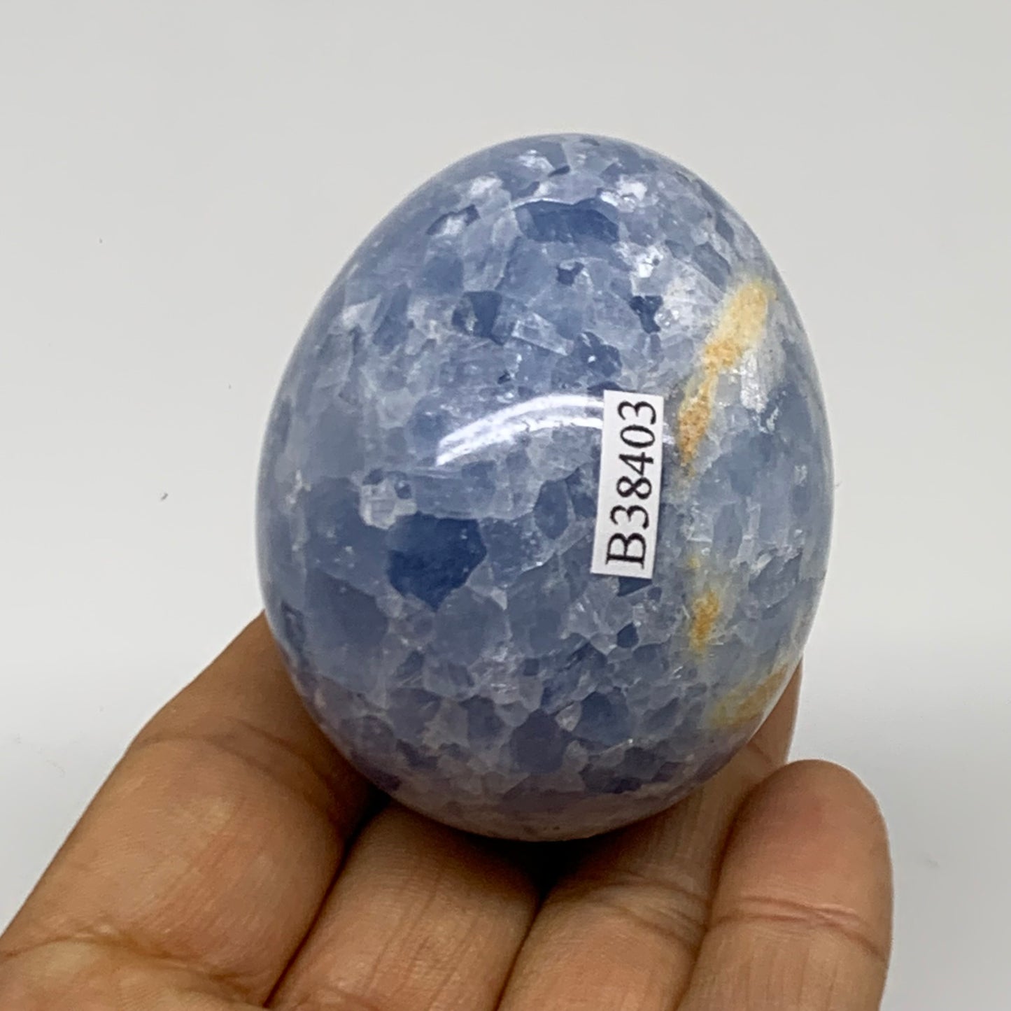 179.9g, 2.3"x1.8", Natural Blue Calcite Egg Polished Crystal @Madagascar, B38403