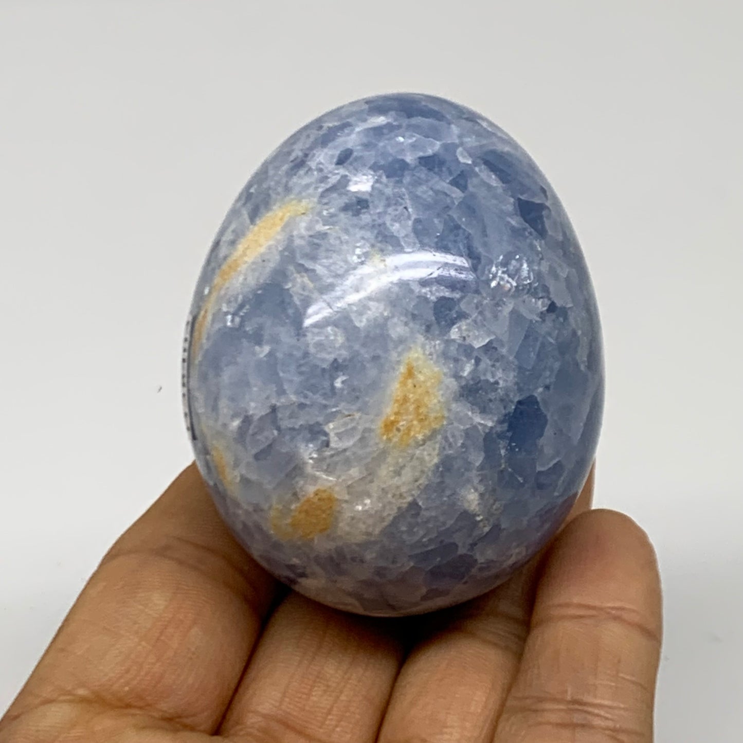 179.9g, 2.3"x1.8", Natural Blue Calcite Egg Polished Crystal @Madagascar, B38403