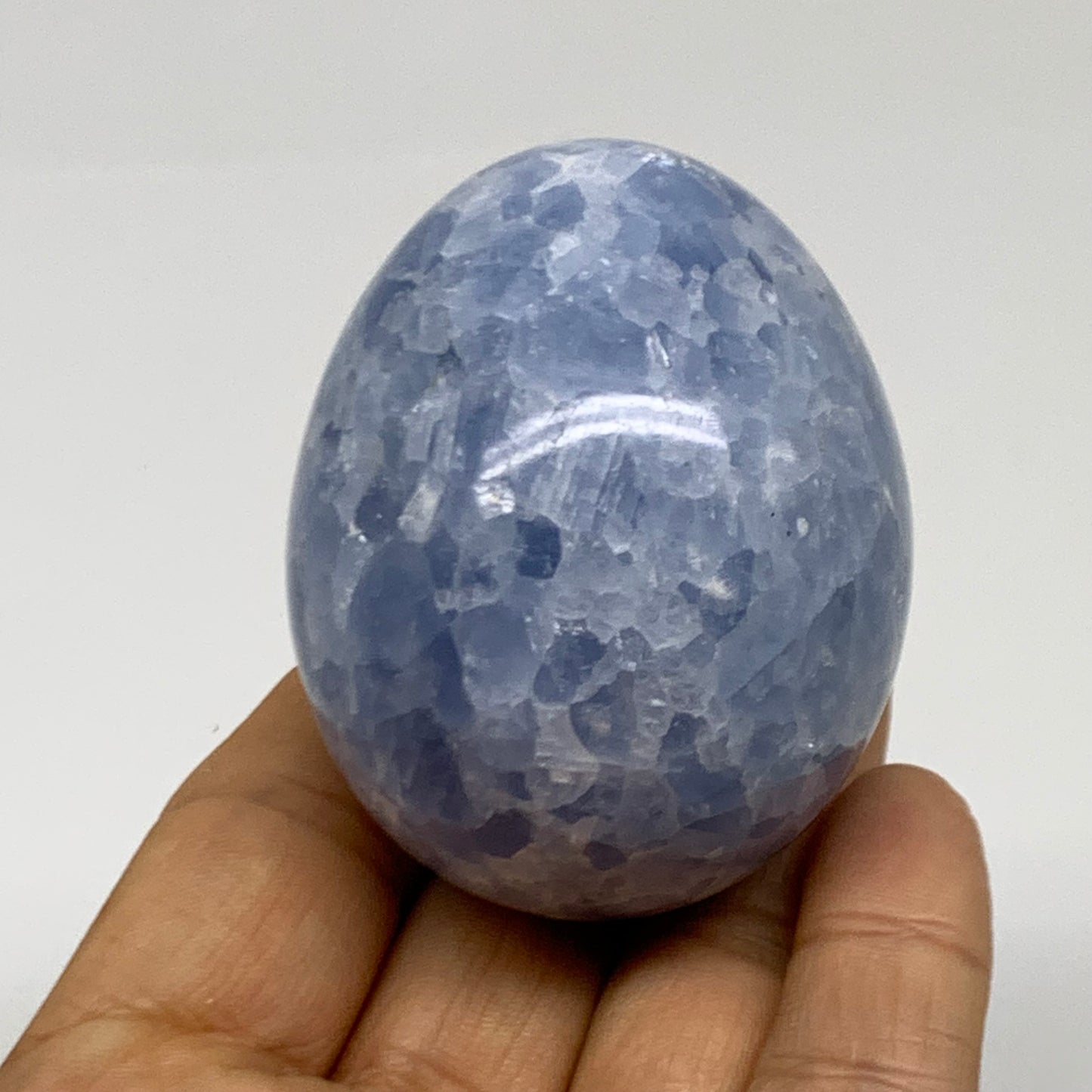 179.9g, 2.3"x1.8", Natural Blue Calcite Egg Polished Crystal @Madagascar, B38403