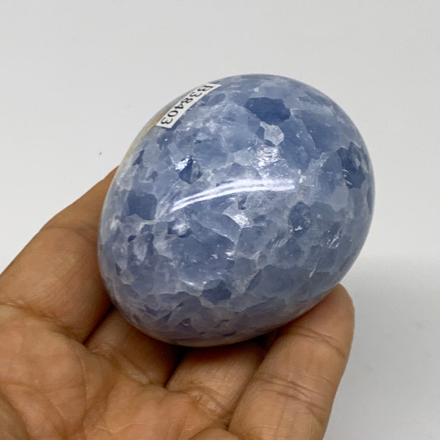 179.9g, 2.3"x1.8", Natural Blue Calcite Egg Polished Crystal @Madagascar, B38403
