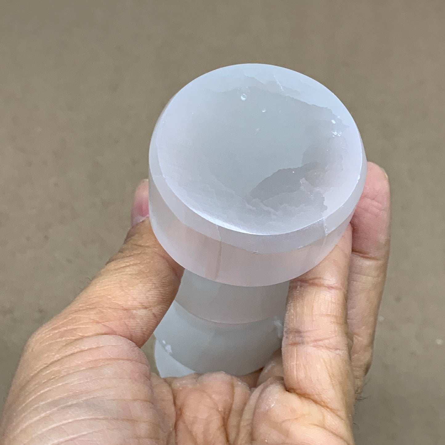 0.97 lbs.,7.25"x1.9", Selenite Spiral Crystal Tower Wand Point, B36624