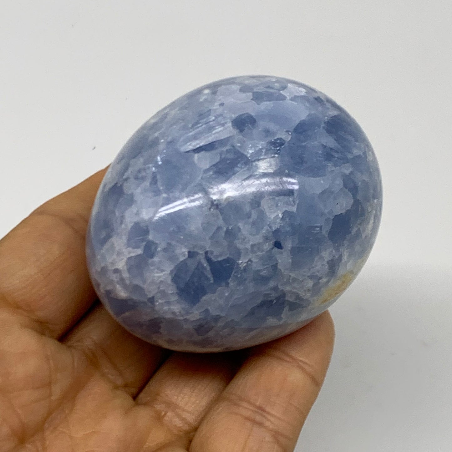 179.9g, 2.3"x1.8", Natural Blue Calcite Egg Polished Crystal @Madagascar, B38403