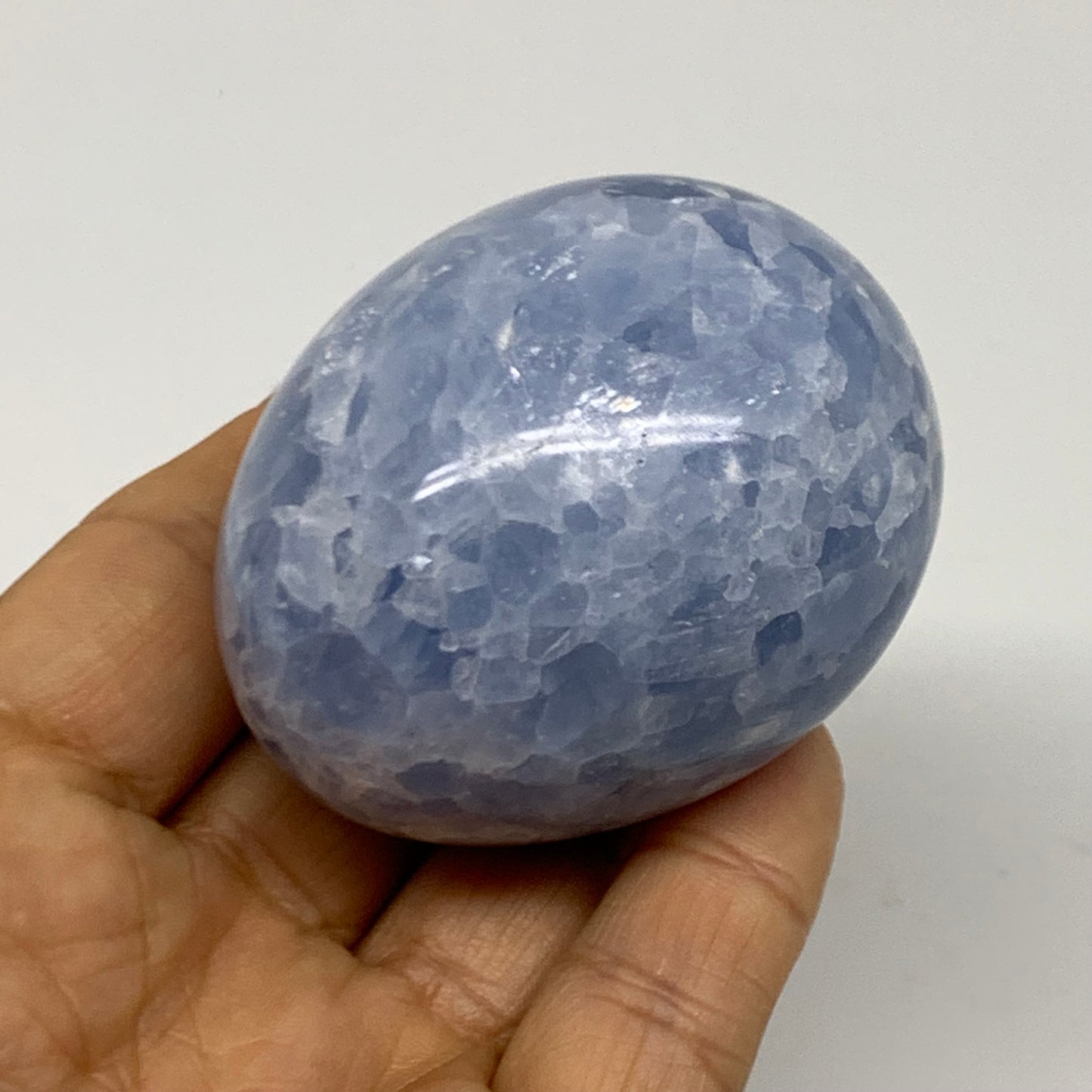 179.9g, 2.3"x1.8", Natural Blue Calcite Egg Polished Crystal @Madagascar, B38403