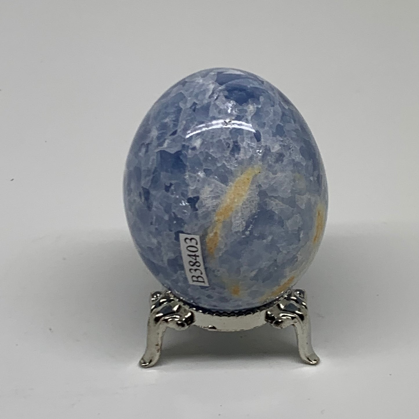 179.9g, 2.3"x1.8", Natural Blue Calcite Egg Polished Crystal @Madagascar, B38403