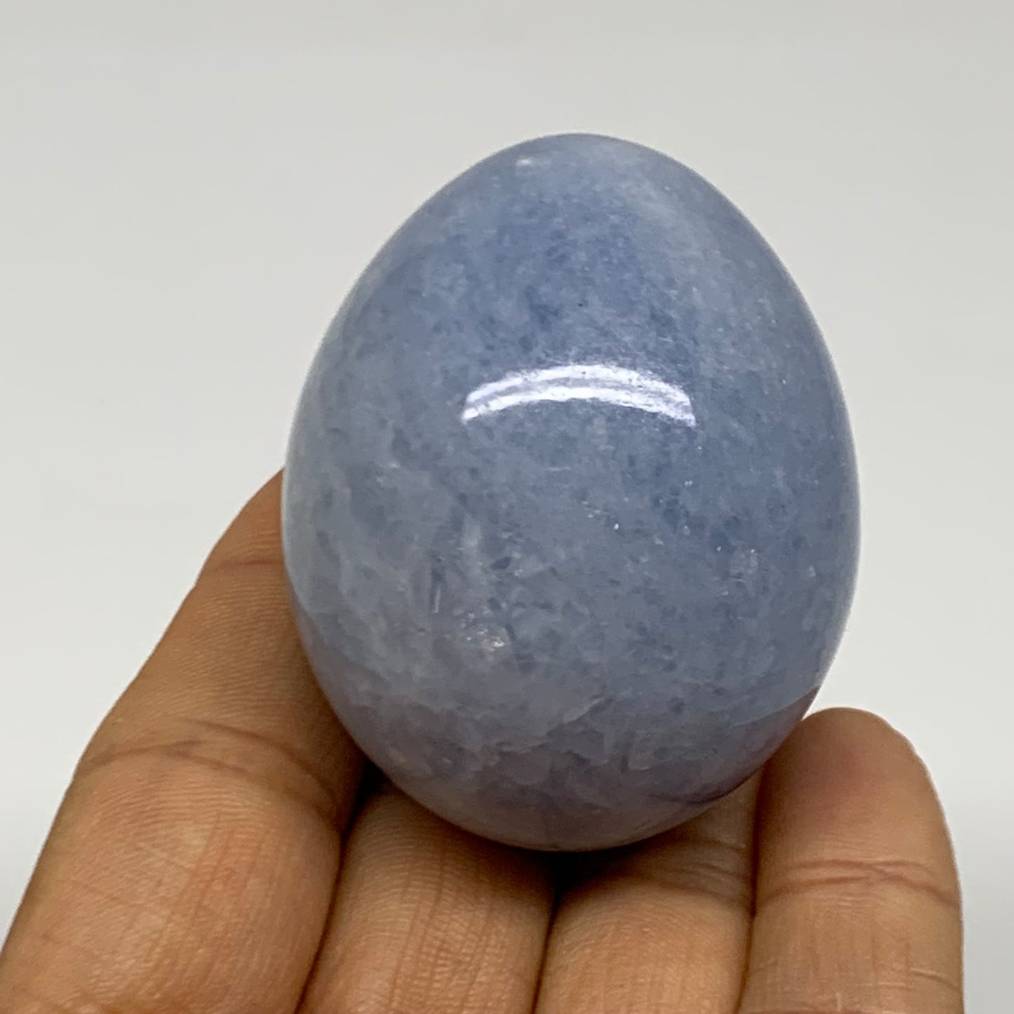 120g, 2"x1.6", Natural Blue Calcite Egg Polished Crystal @Madagascar, B38404