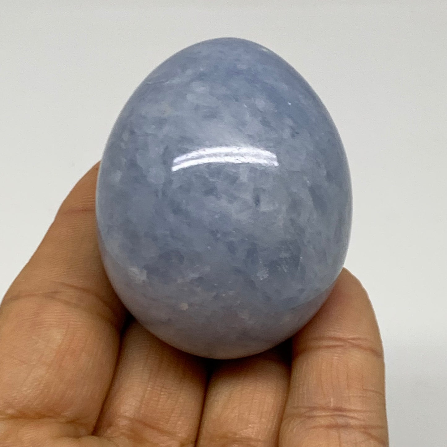 120g, 2"x1.6", Natural Blue Calcite Egg Polished Crystal @Madagascar, B38404