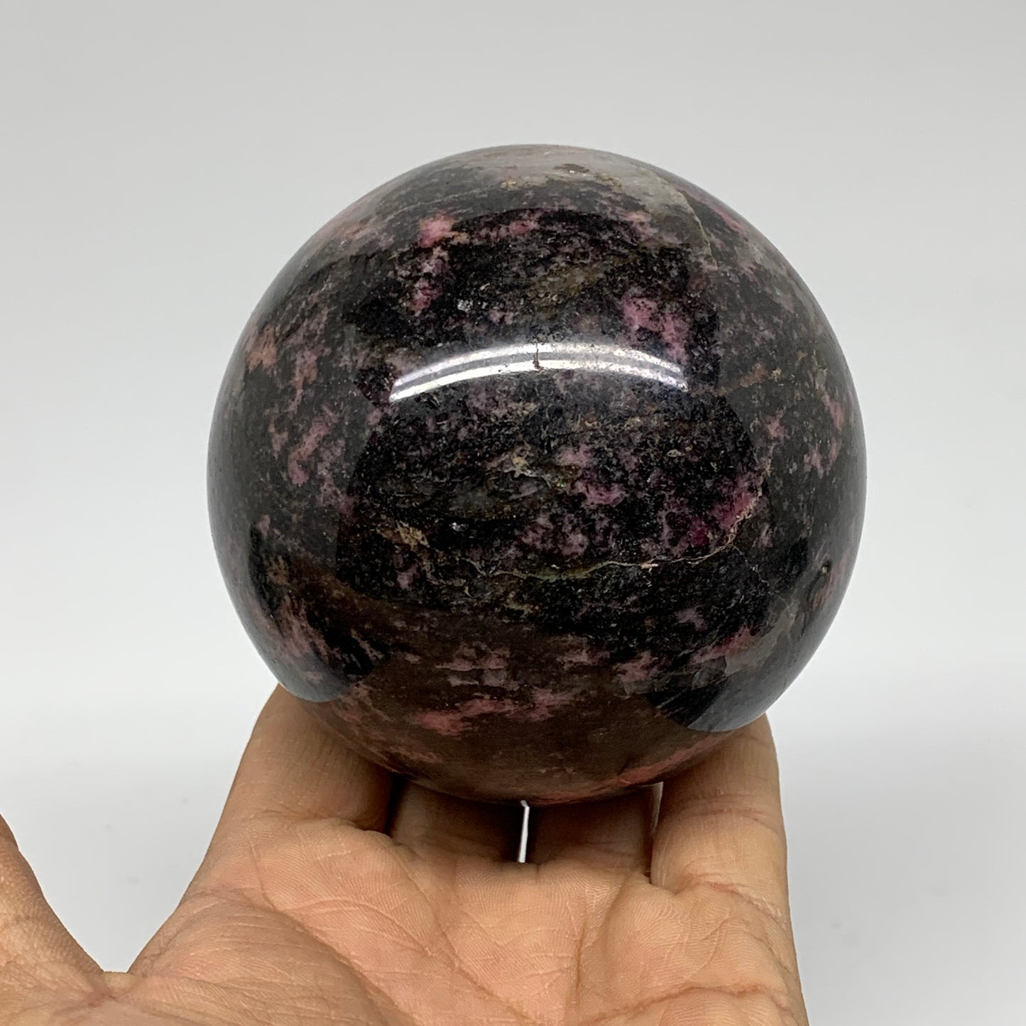 2.18 lbs, 3.2"(82mm), Natural Untreated Rhodonite Sphere Ball Polished, B37539