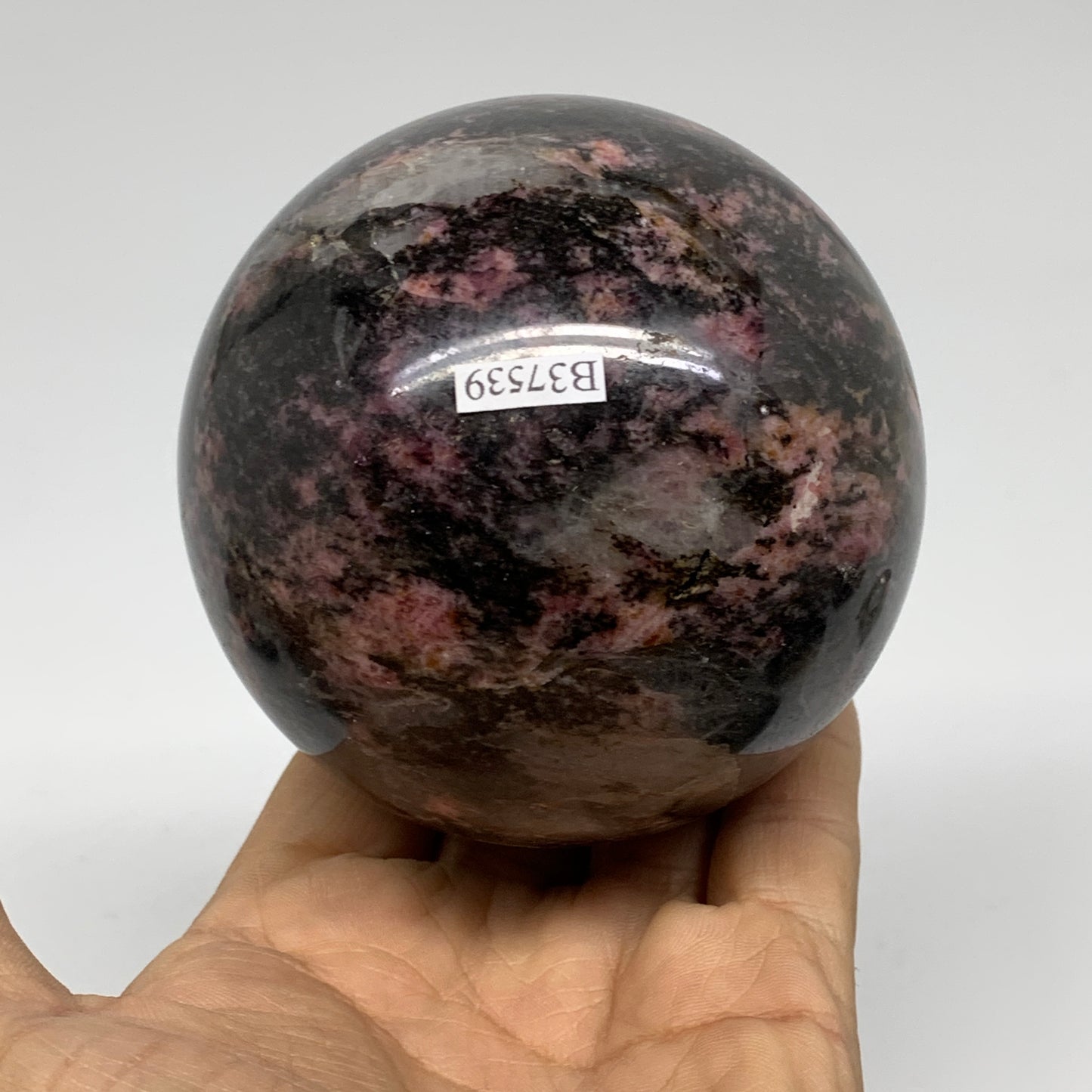 2.18 lbs, 3.2"(82mm), Natural Untreated Rhodonite Sphere Ball Polished, B37539