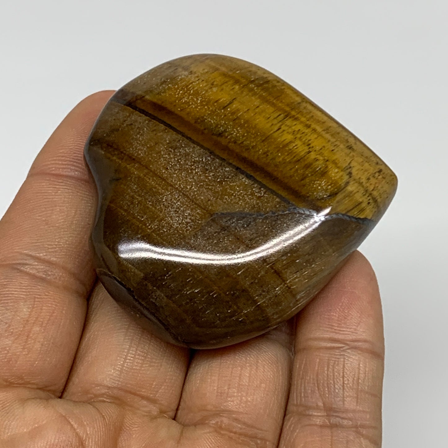 76.4g, 2.1"x2.1"x0.7", Tiger's Eye Heart Polished Healing Crystal @India, B33878