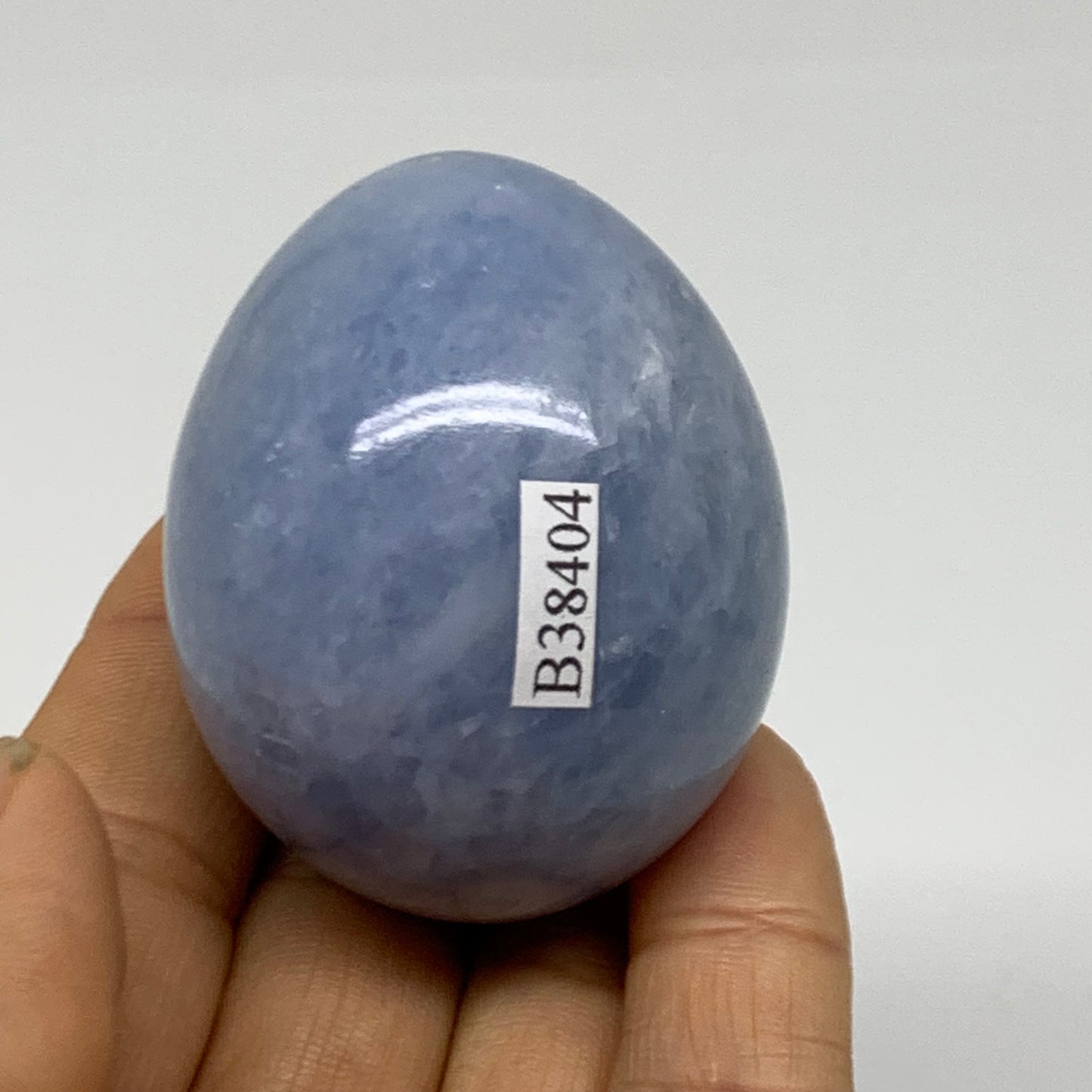 120g, 2"x1.6", Natural Blue Calcite Egg Polished Crystal @Madagascar, B38404