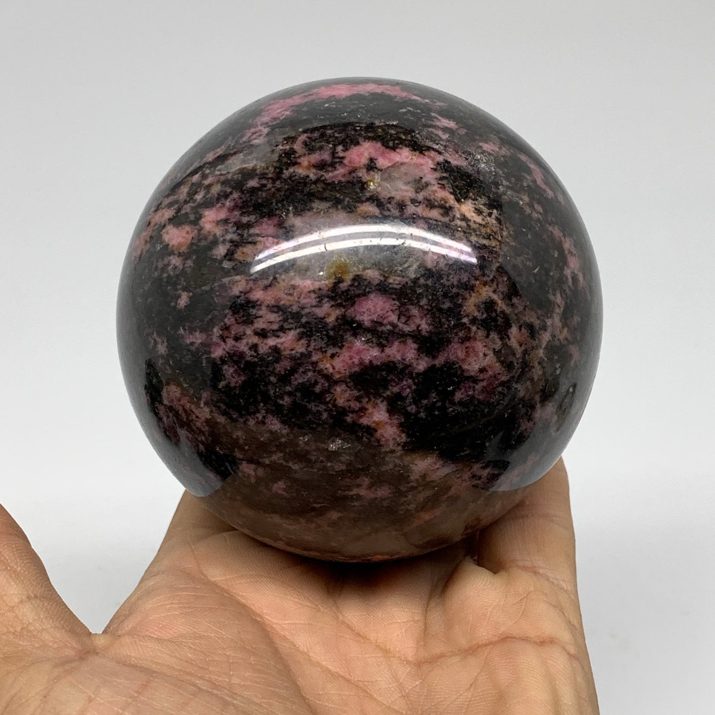 2.18 lbs, 3.2"(82mm), Natural Untreated Rhodonite Sphere Ball Polished, B37539