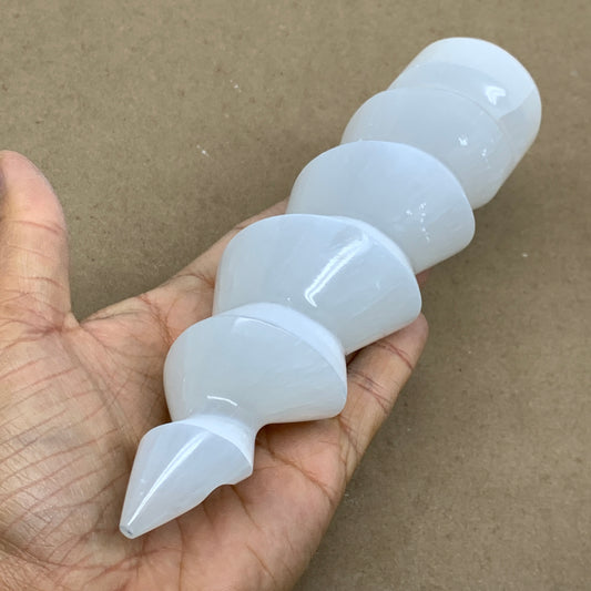 0.98 lbs.,7.25"x1.8", Selenite Spiral Crystal Tower Wand Point, B36626