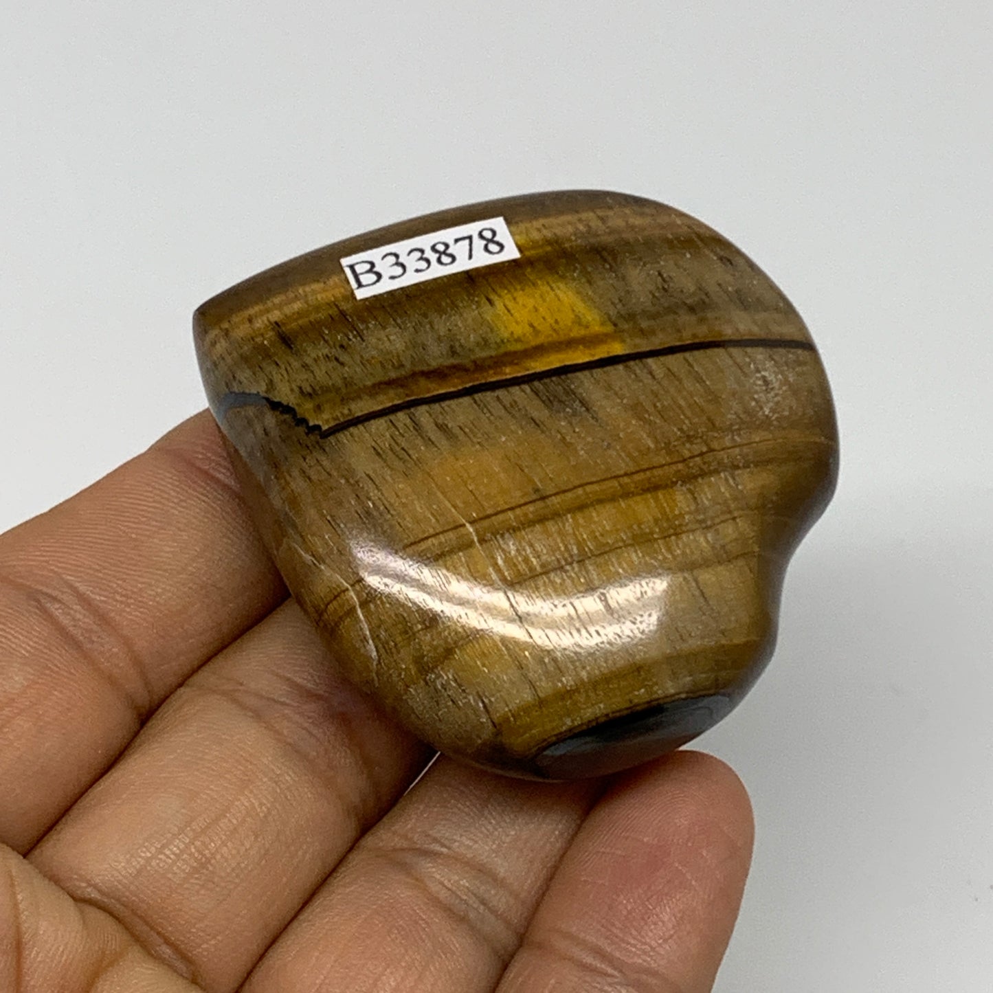 76.4g, 2.1"x2.1"x0.7", Tiger's Eye Heart Polished Healing Crystal @India, B33878