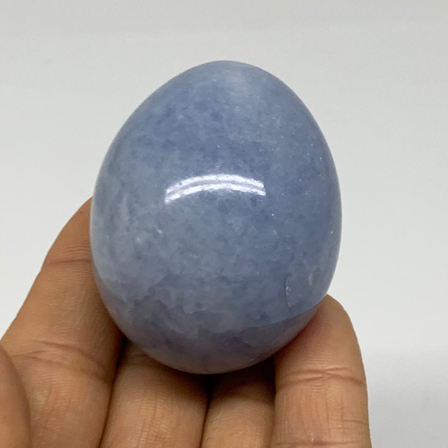 120g, 2"x1.6", Natural Blue Calcite Egg Polished Crystal @Madagascar, B38404