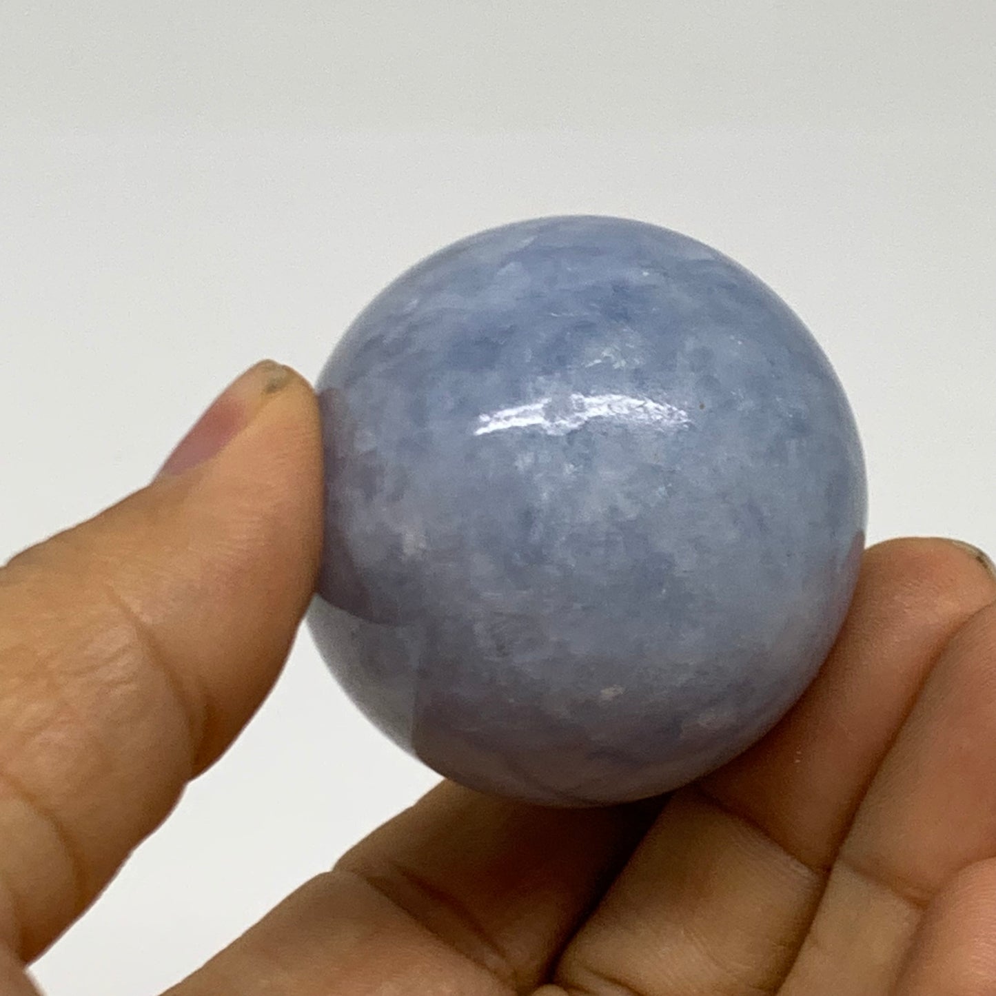 120g, 2"x1.6", Natural Blue Calcite Egg Polished Crystal @Madagascar, B38404