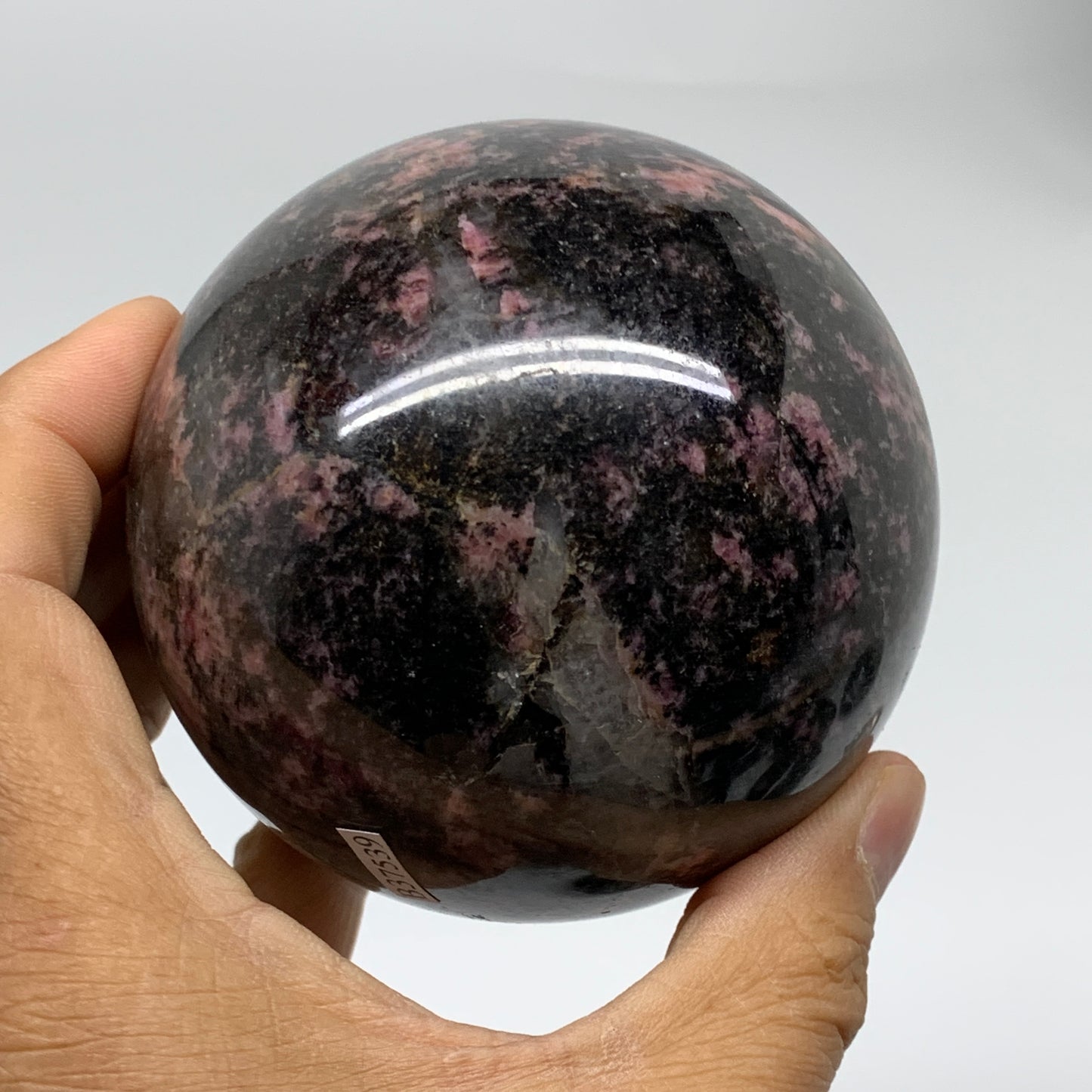 2.18 lbs, 3.2"(82mm), Natural Untreated Rhodonite Sphere Ball Polished, B37539