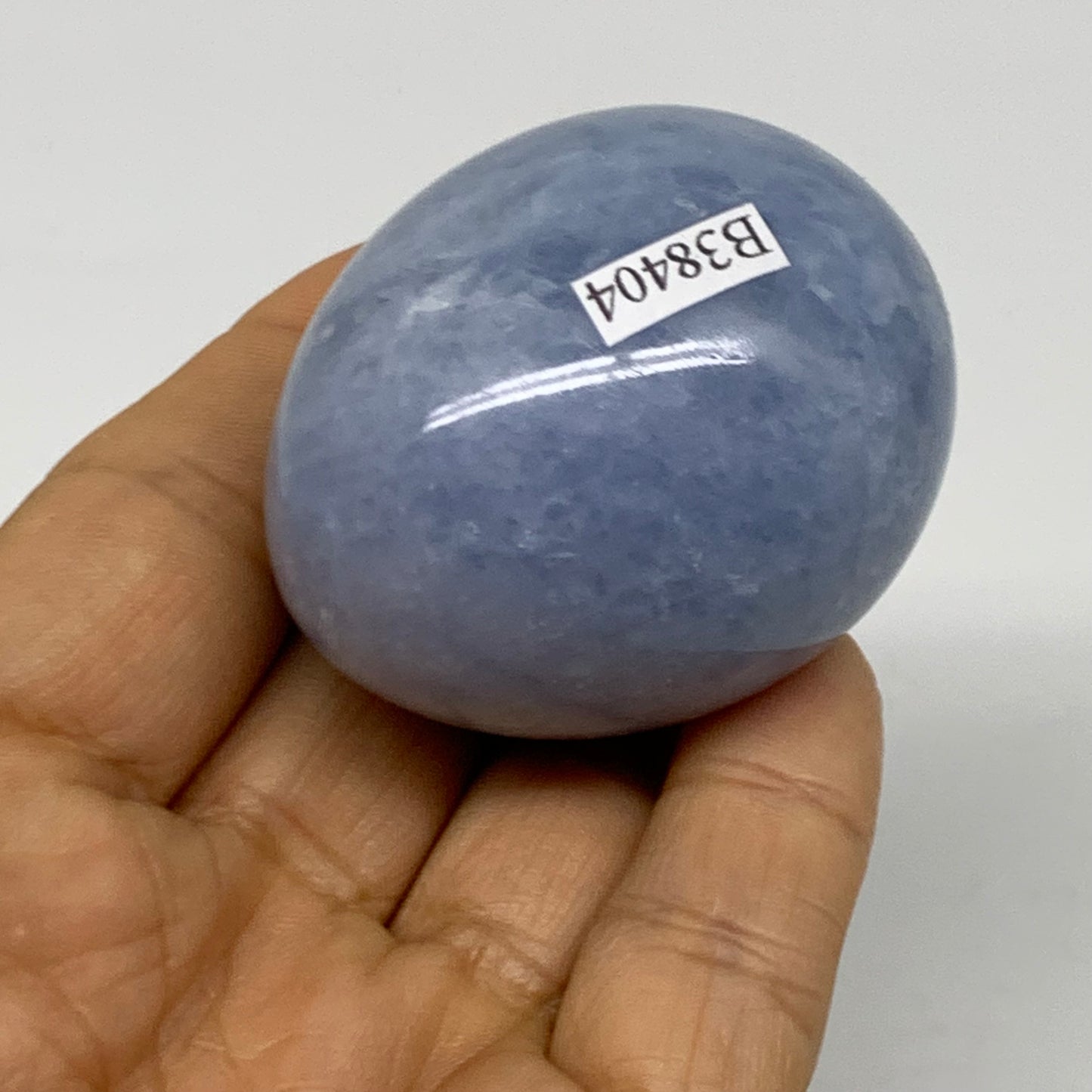 120g, 2"x1.6", Natural Blue Calcite Egg Polished Crystal @Madagascar, B38404