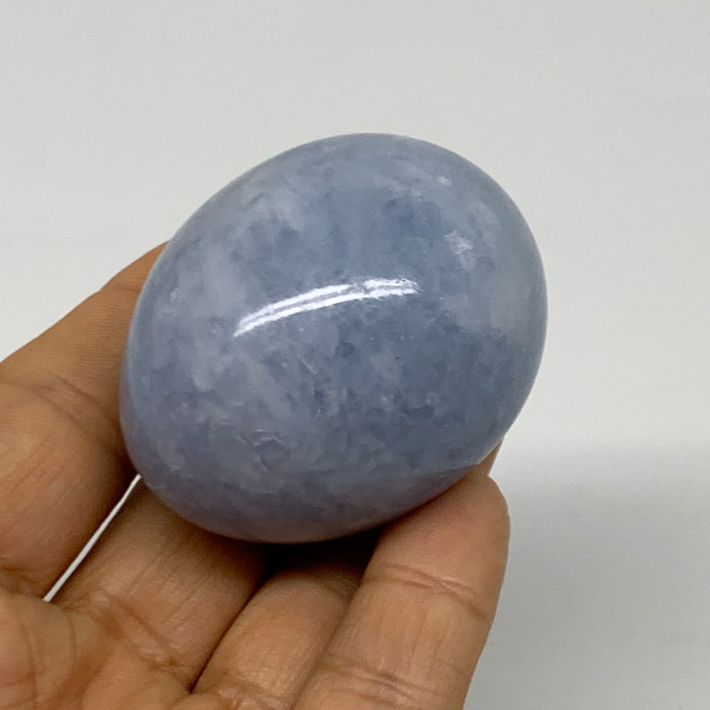 120g, 2"x1.6", Natural Blue Calcite Egg Polished Crystal @Madagascar, B38404