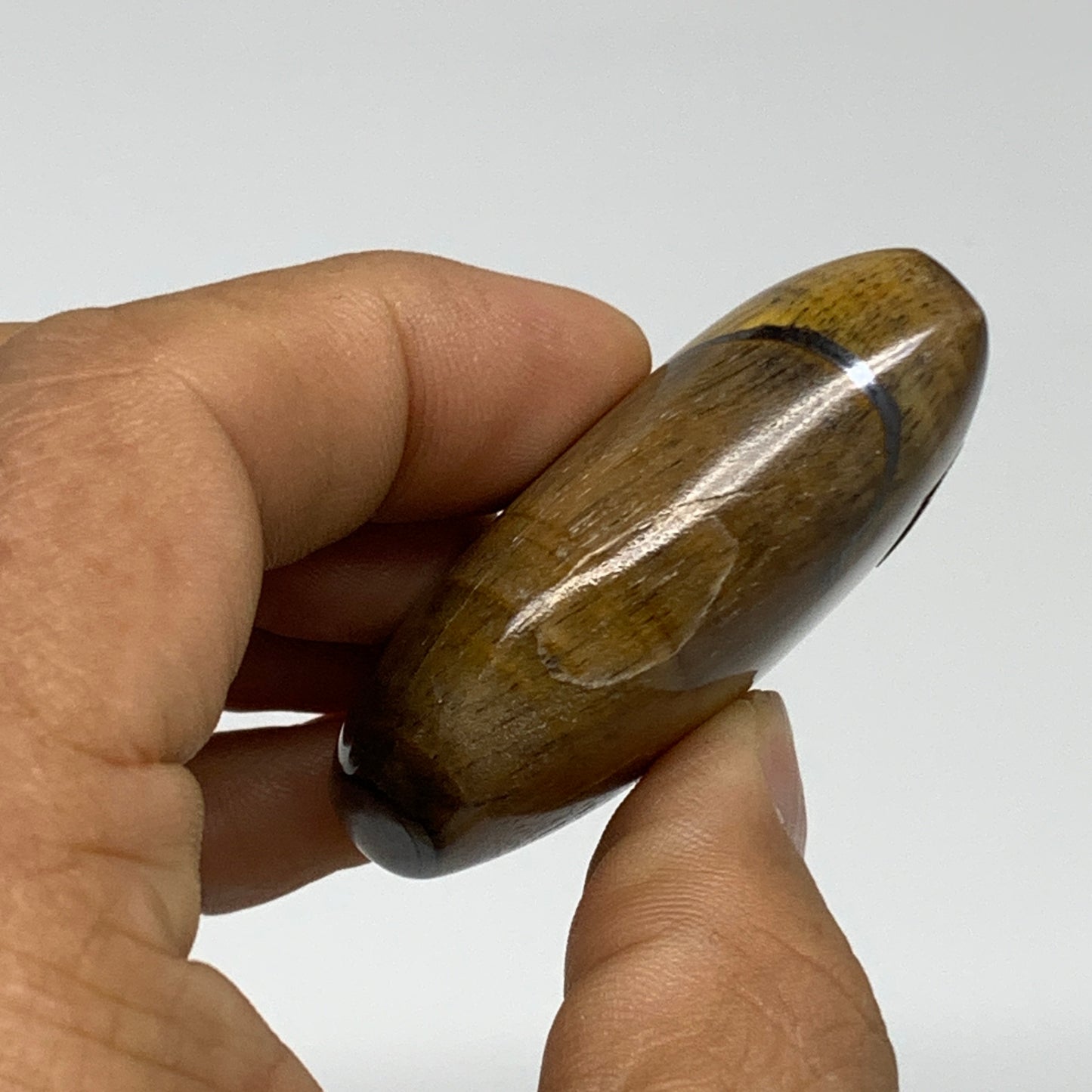 76.4g, 2.1"x2.1"x0.7", Tiger's Eye Heart Polished Healing Crystal @India, B33878