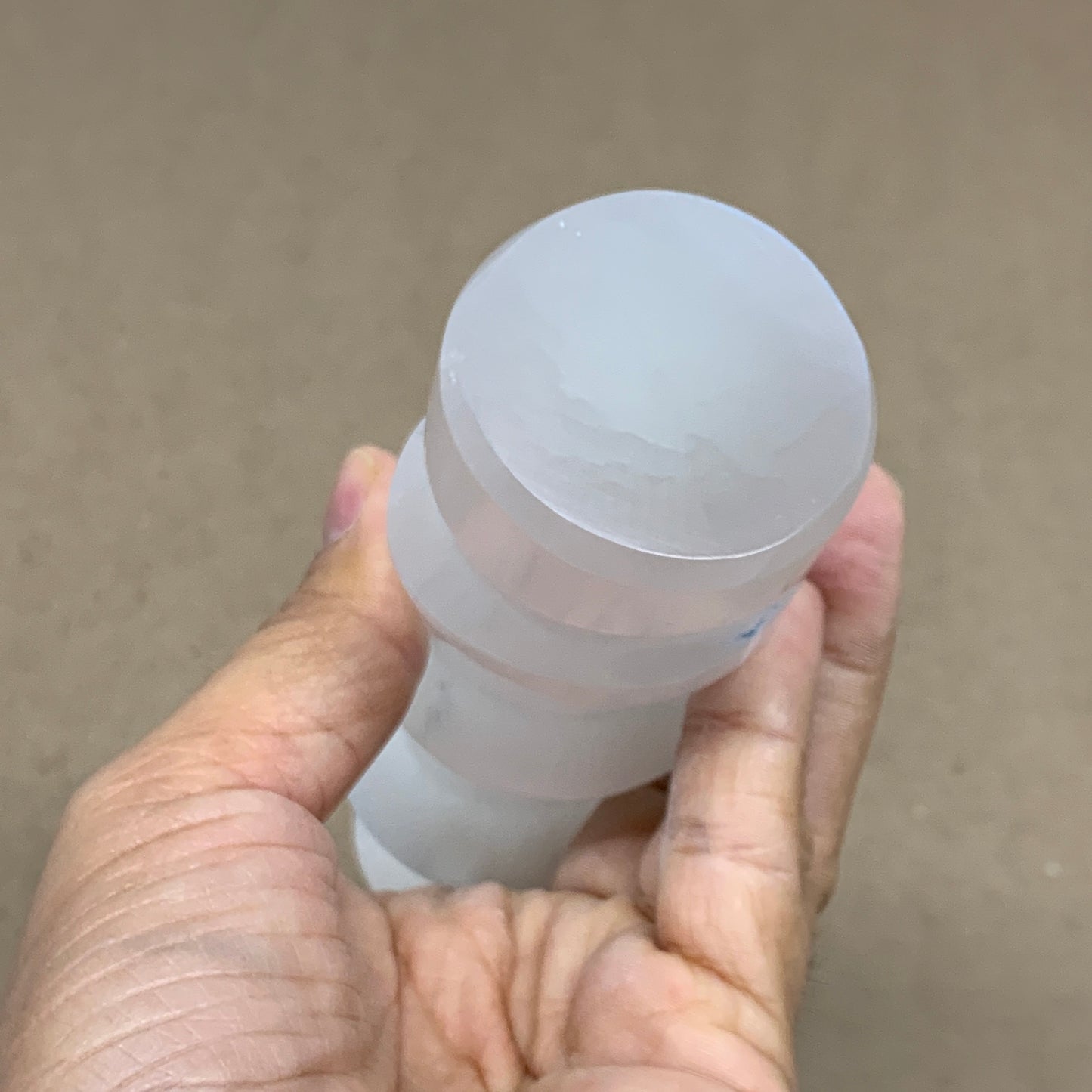 0.98 lbs.,7.25"x1.8", Selenite Spiral Crystal Tower Wand Point, B36626