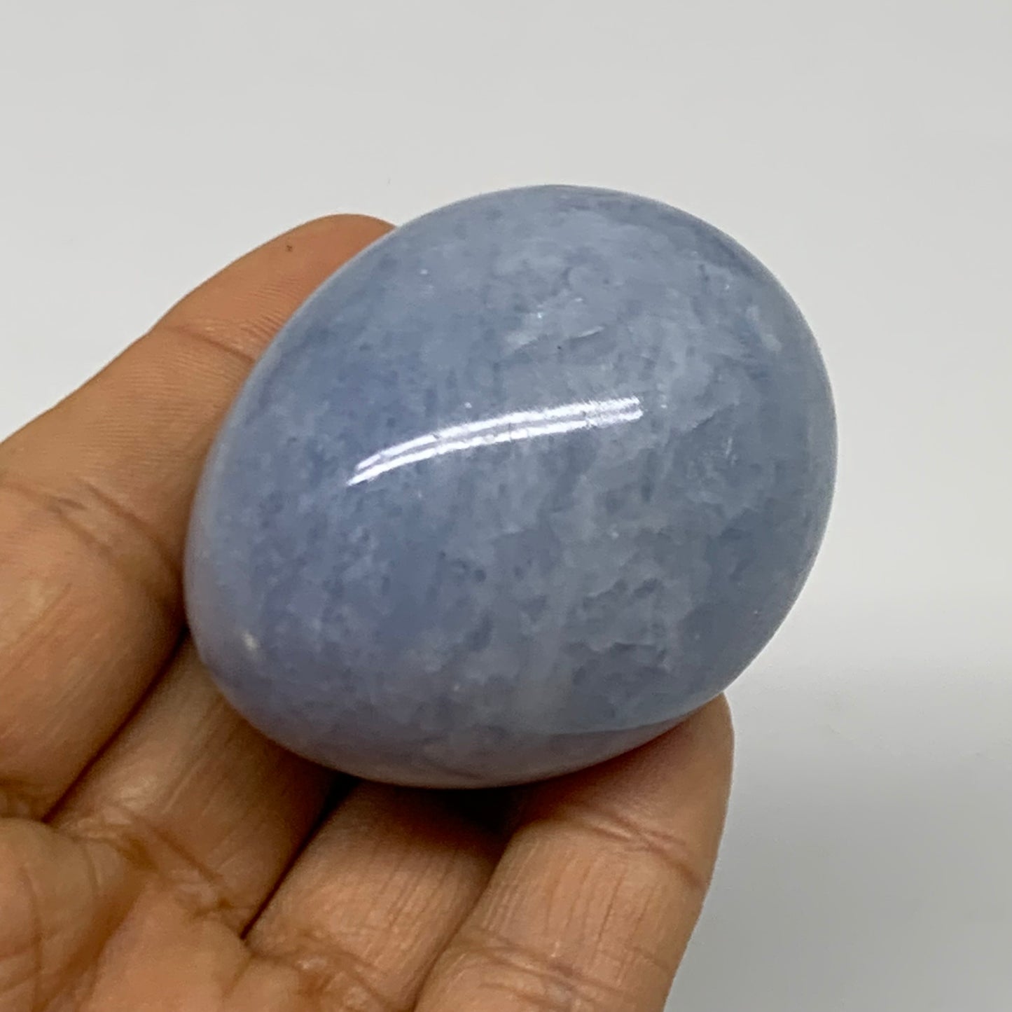 120g, 2"x1.6", Natural Blue Calcite Egg Polished Crystal @Madagascar, B38404