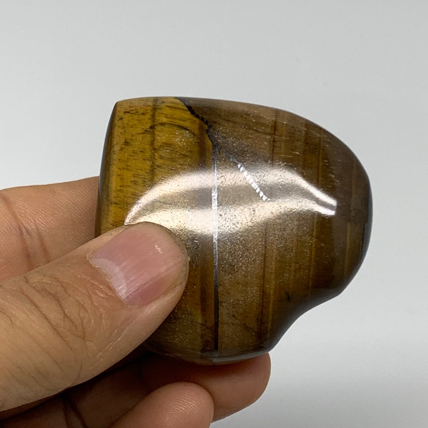 76.4g, 2.1"x2.1"x0.7", Tiger's Eye Heart Polished Healing Crystal @India, B33878
