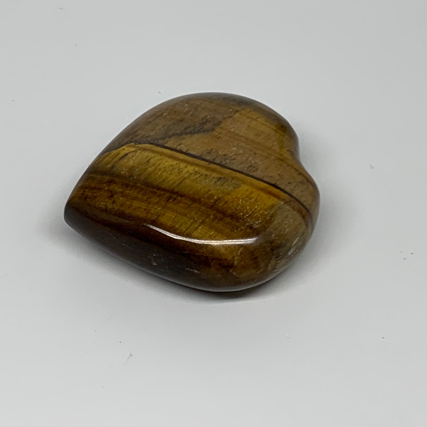 76.4g, 2.1"x2.1"x0.7", Tiger's Eye Heart Polished Healing Crystal @India, B33878