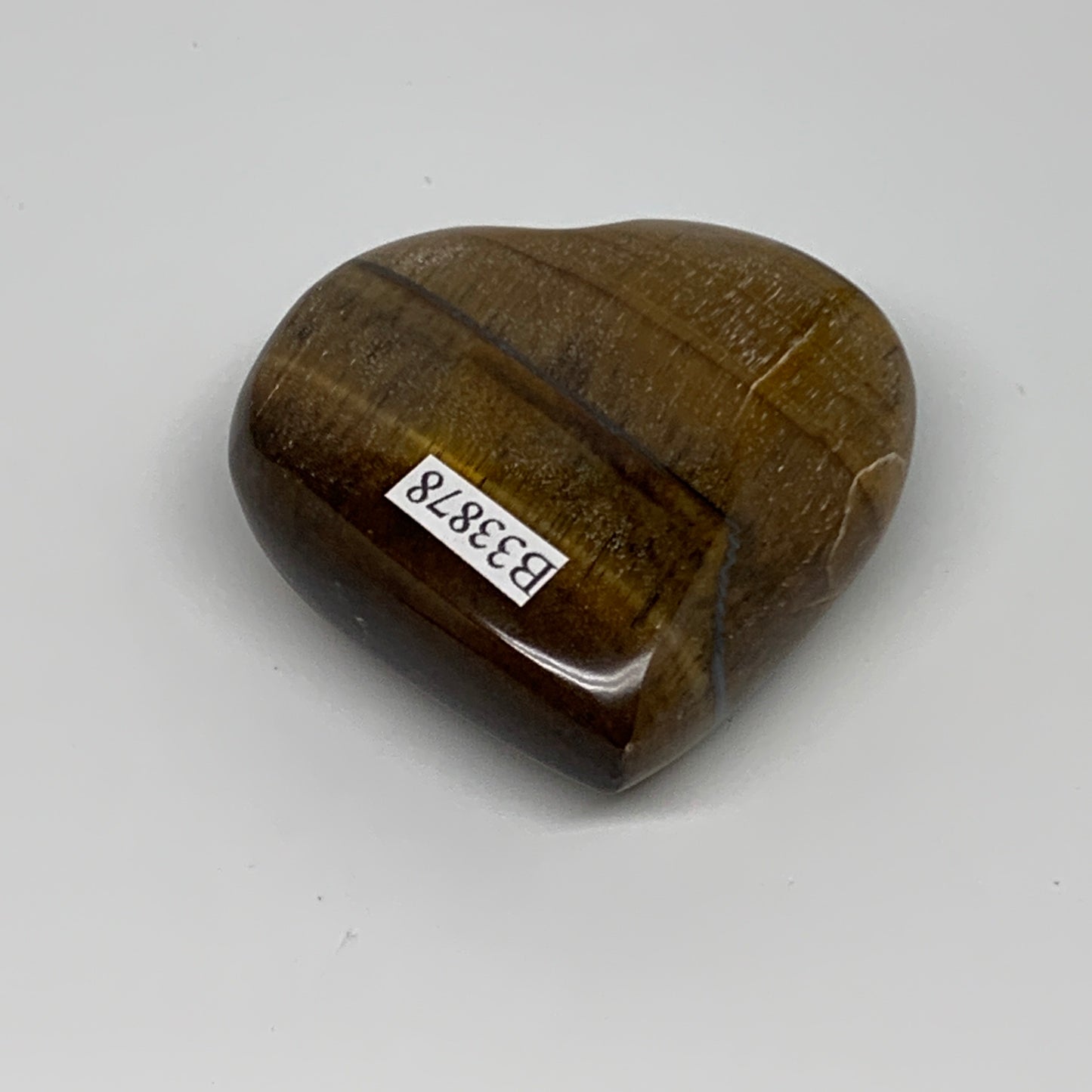 76.4g, 2.1"x2.1"x0.7", Tiger's Eye Heart Polished Healing Crystal @India, B33878