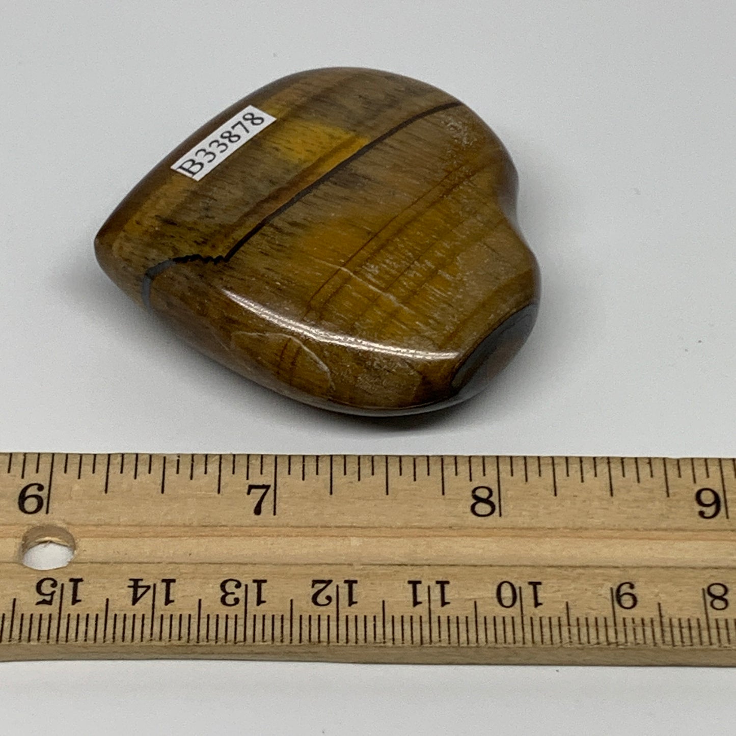 76.4g, 2.1"x2.1"x0.7", Tiger's Eye Heart Polished Healing Crystal @India, B33878