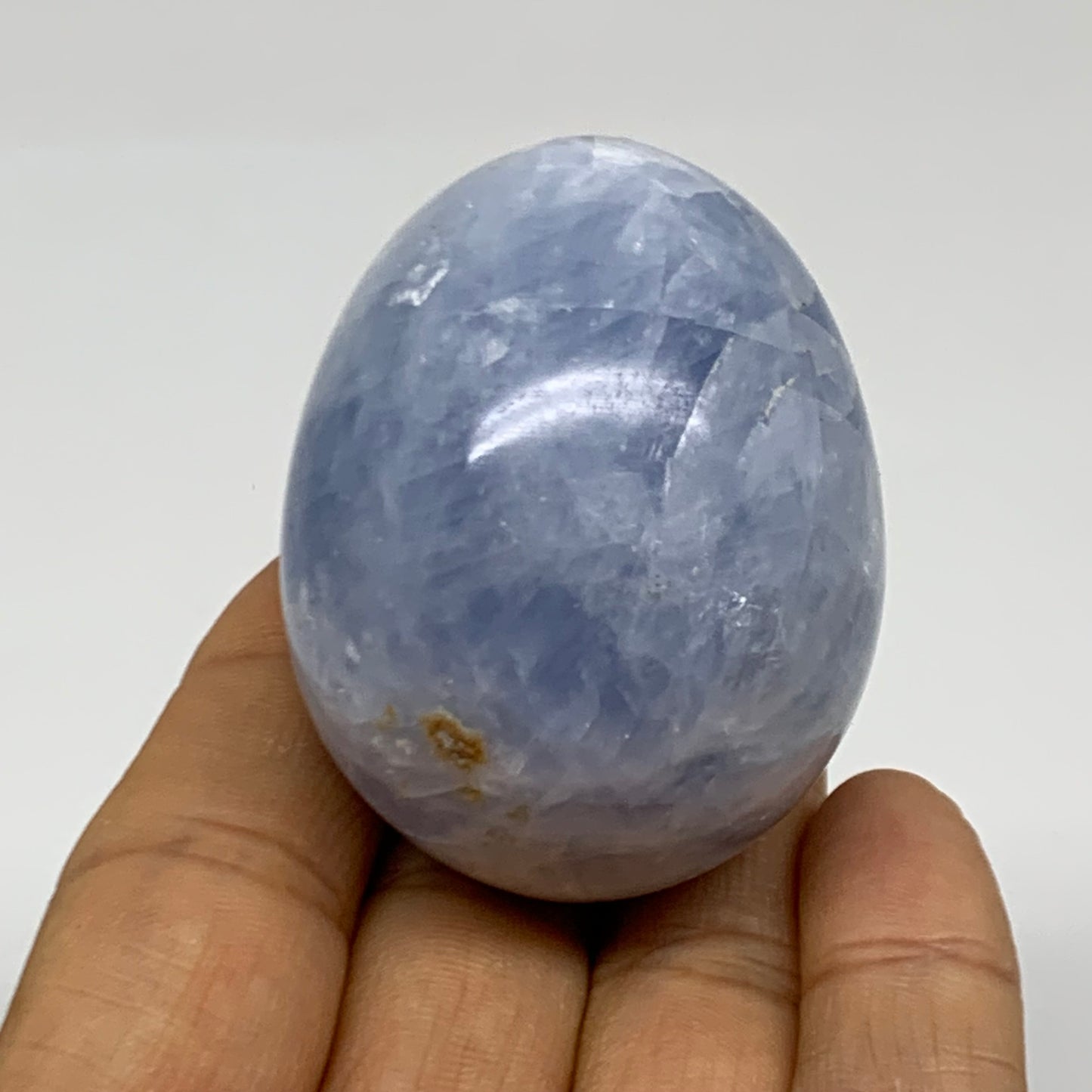 120g, 2"x1.6", Natural Blue Calcite Egg Polished Crystal @Madagascar, B38405