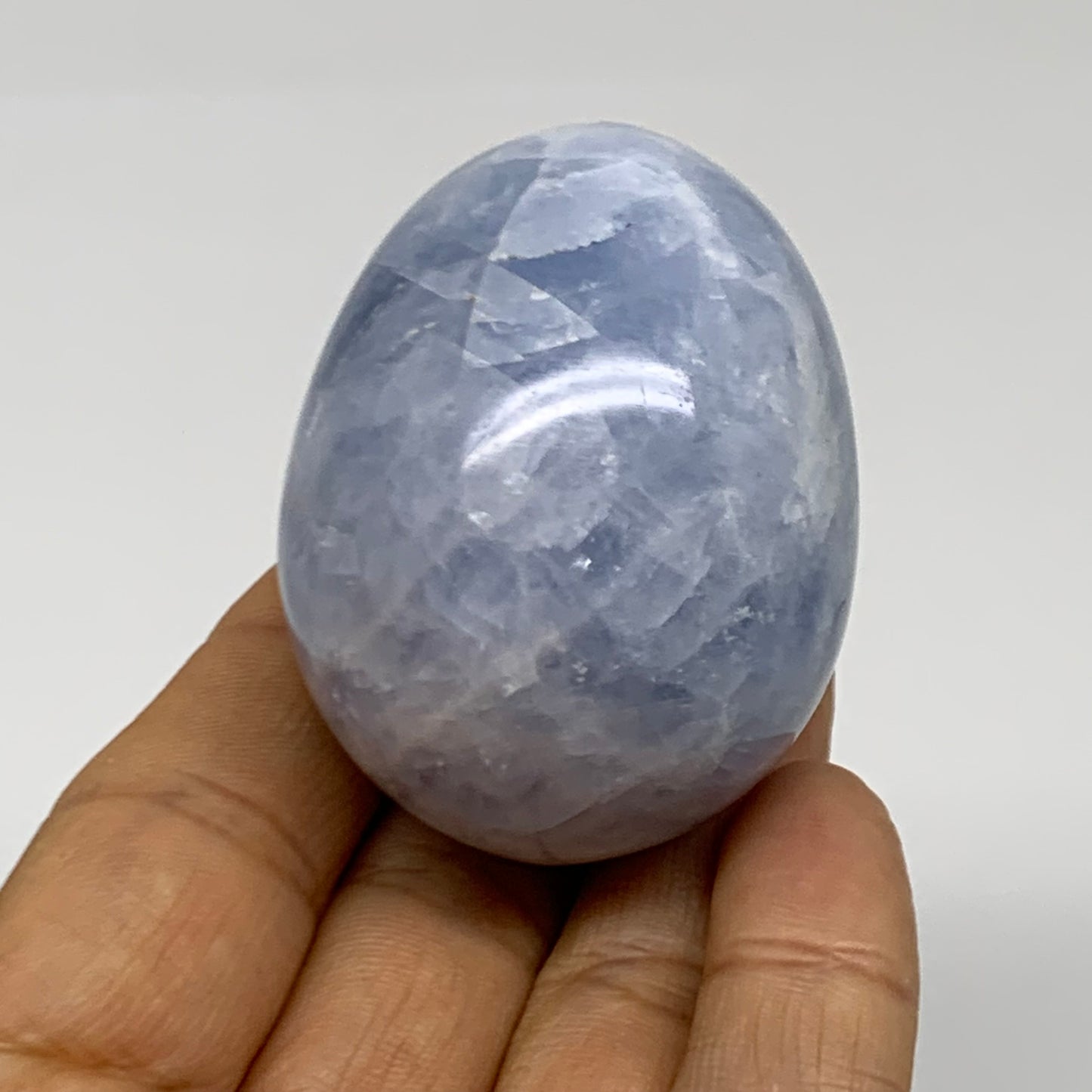 120g, 2"x1.6", Natural Blue Calcite Egg Polished Crystal @Madagascar, B38405