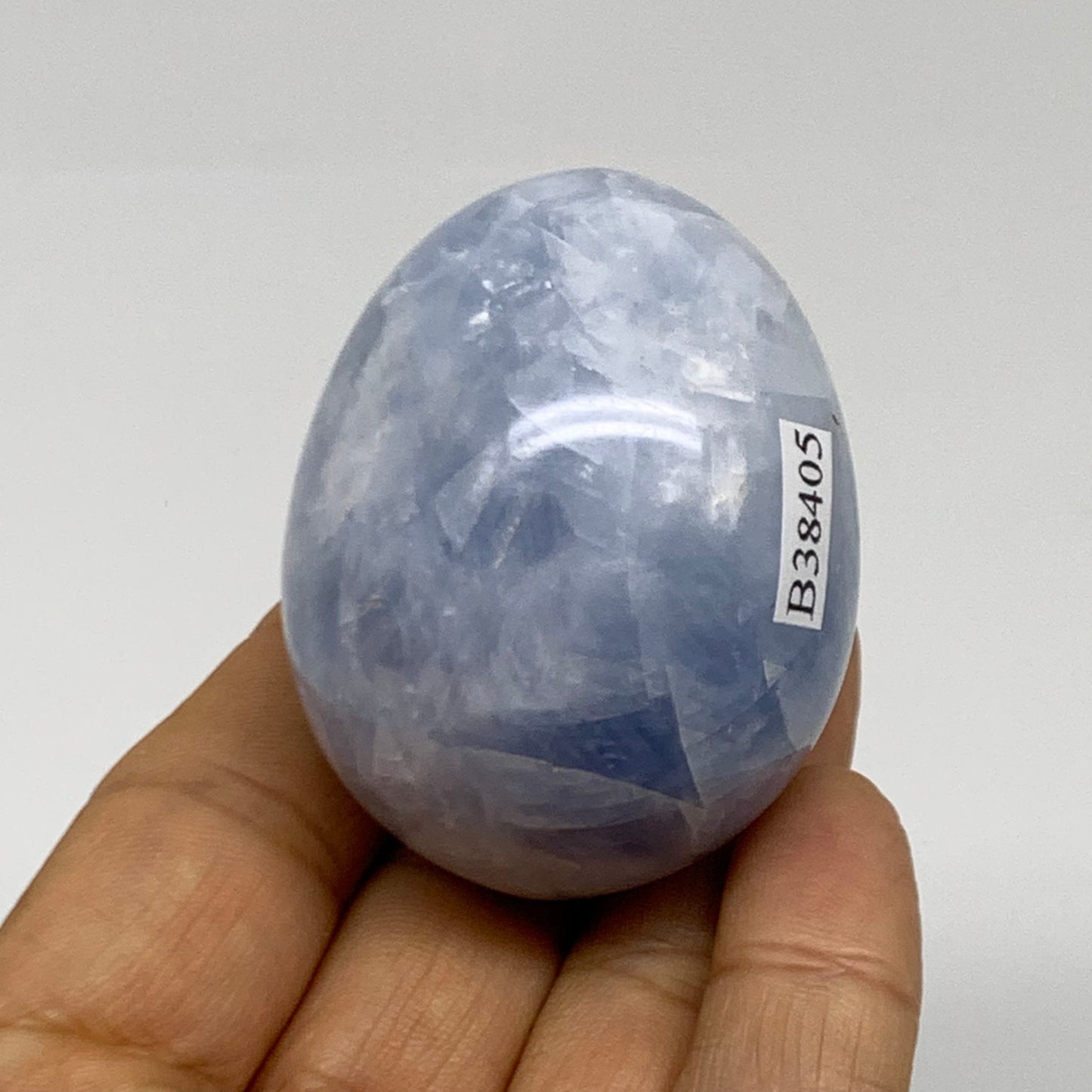 120g, 2"x1.6", Natural Blue Calcite Egg Polished Crystal @Madagascar, B38405