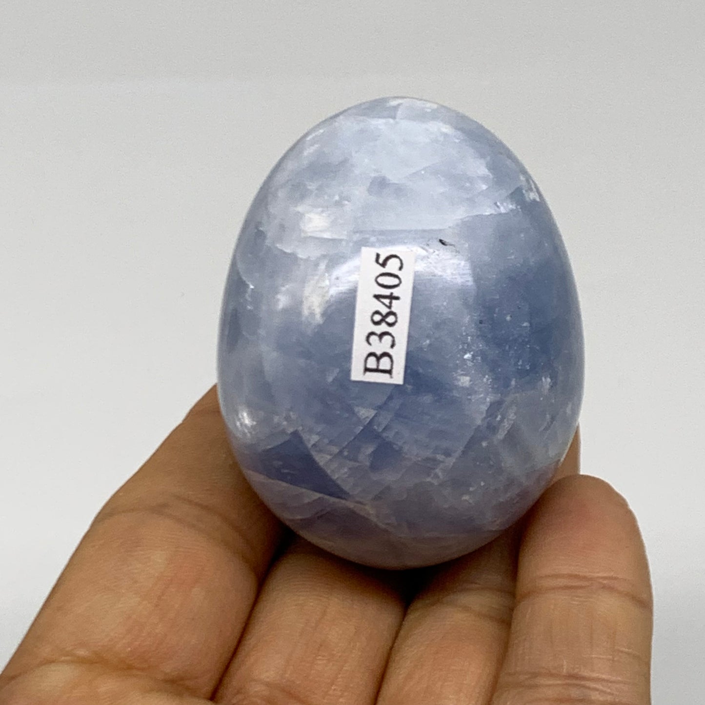 120g, 2"x1.6", Natural Blue Calcite Egg Polished Crystal @Madagascar, B38405