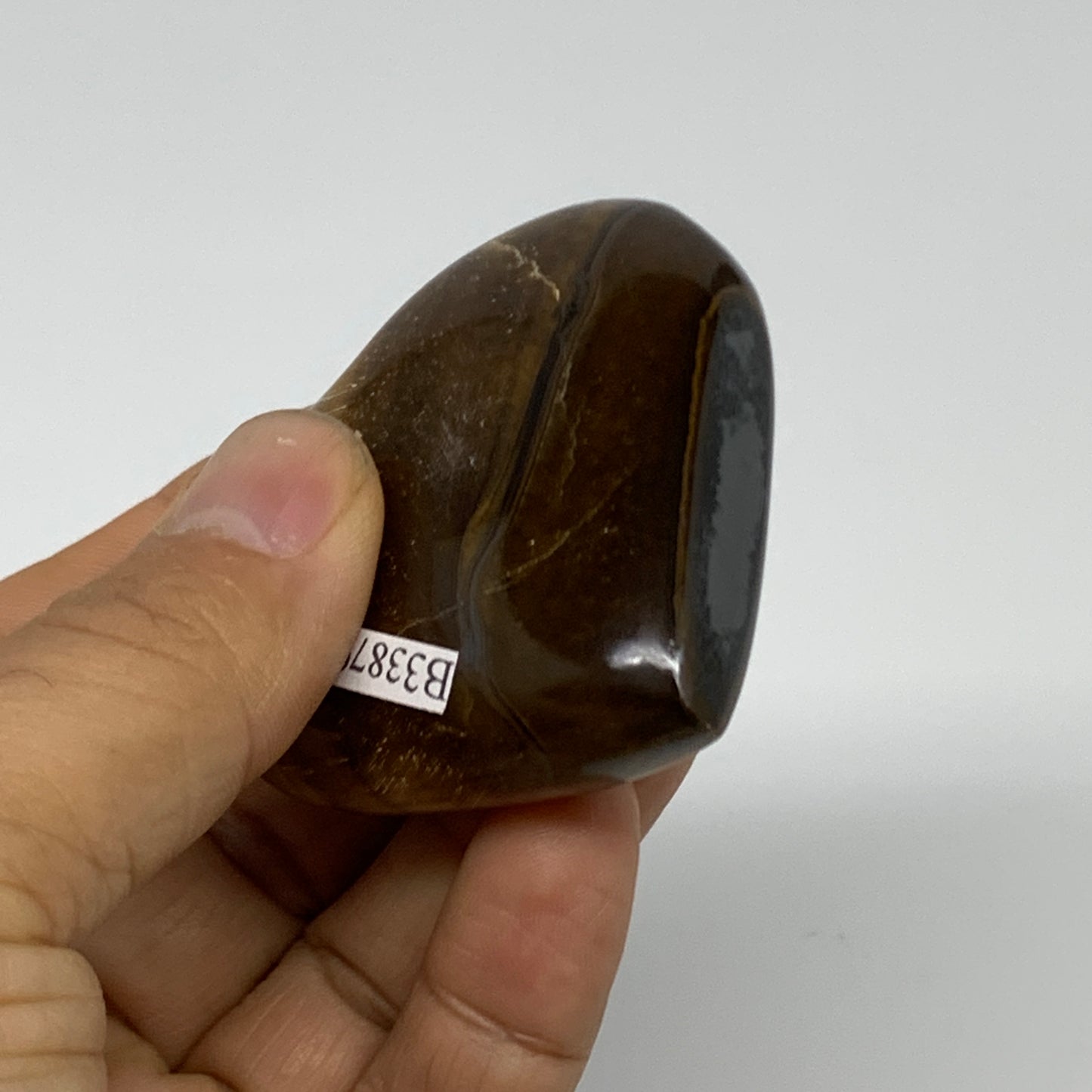 82.3g, 2.1"x2.2"x0.7", Tiger's Eye Heart Polished Healing Crystal @India, B33879