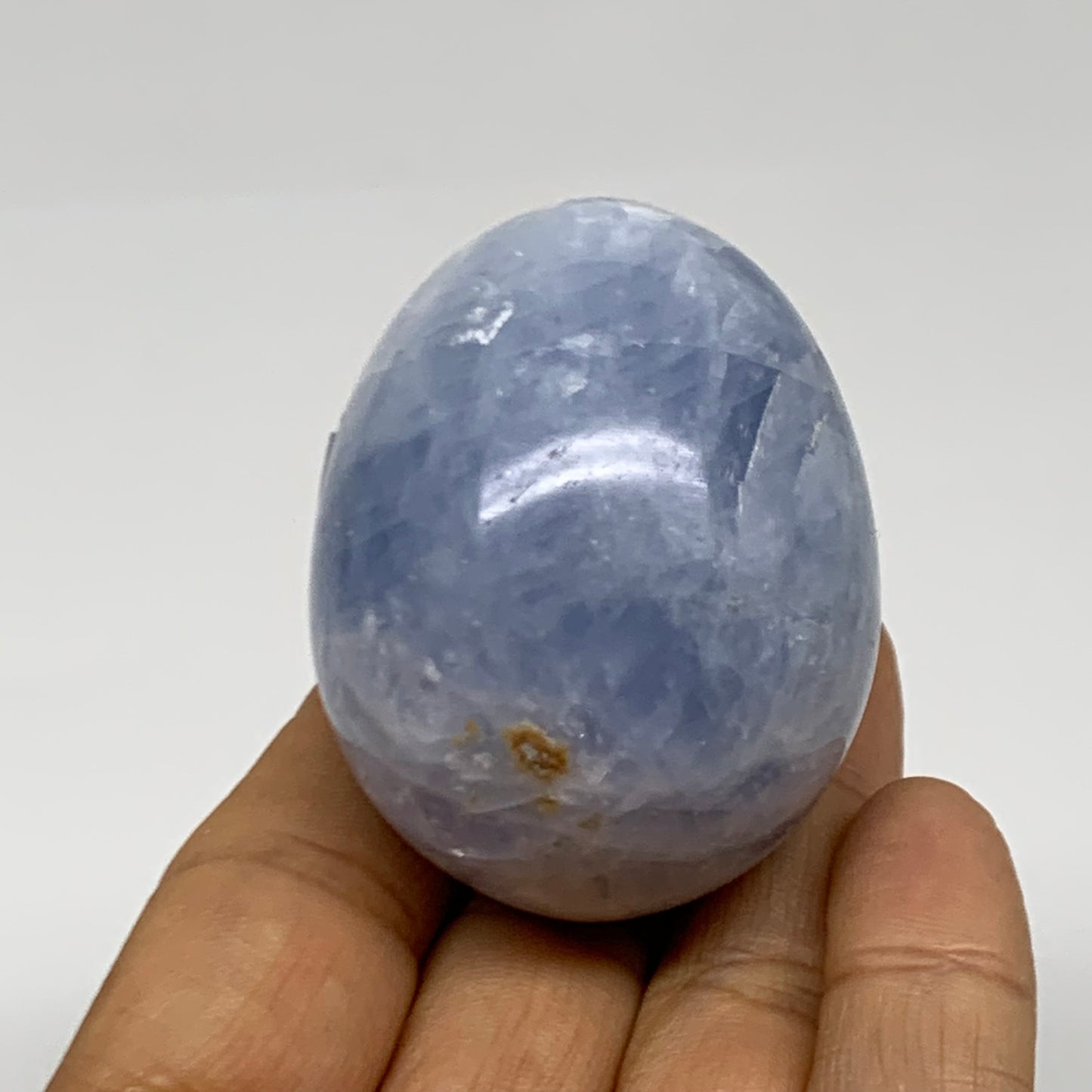 120g, 2"x1.6", Natural Blue Calcite Egg Polished Crystal @Madagascar, B38405