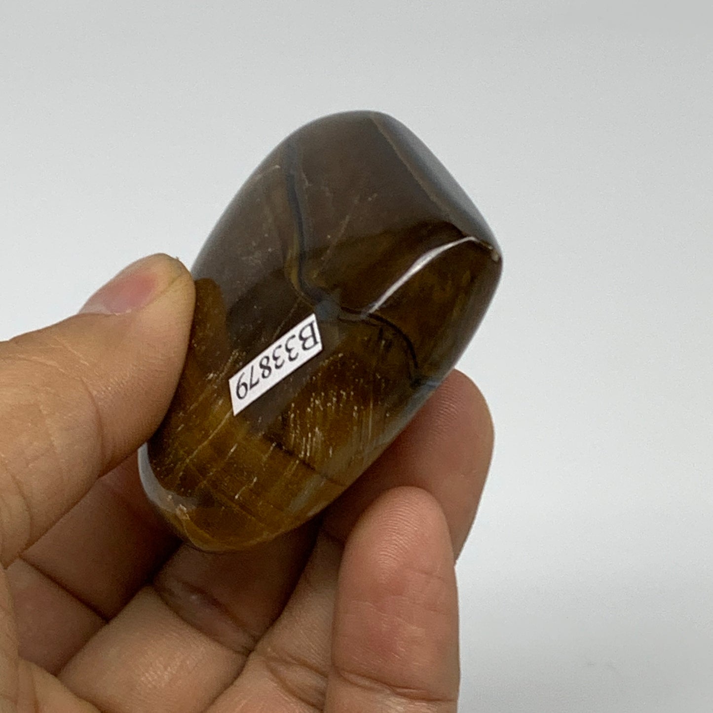 82.3g, 2.1"x2.2"x0.7", Tiger's Eye Heart Polished Healing Crystal @India, B33879