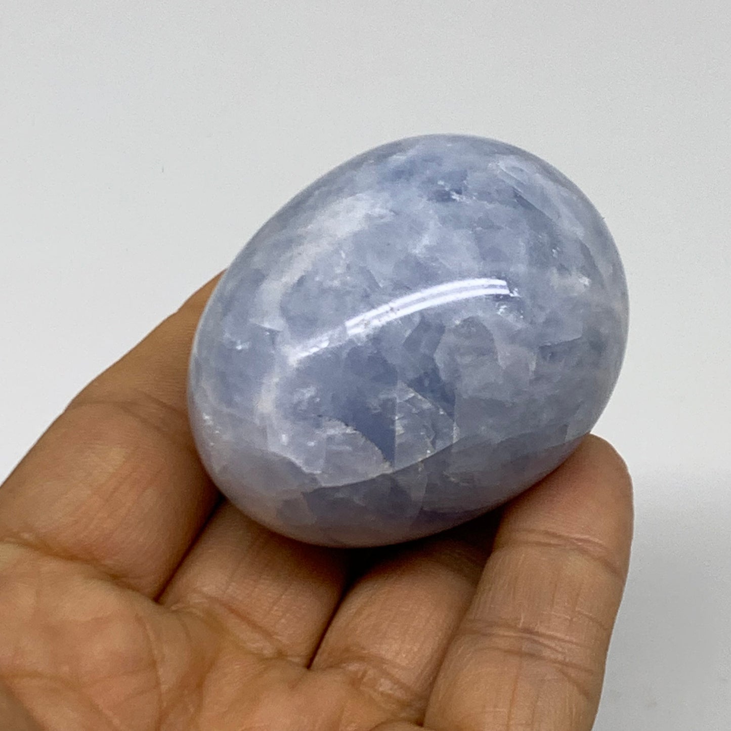 120g, 2"x1.6", Natural Blue Calcite Egg Polished Crystal @Madagascar, B38405