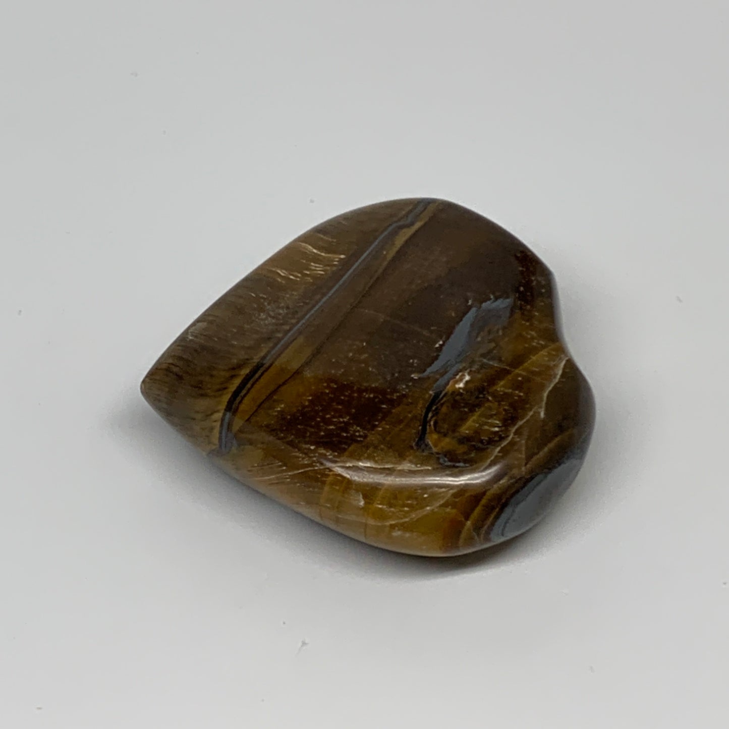 82.3g, 2.1"x2.2"x0.7", Tiger's Eye Heart Polished Healing Crystal @India, B33879