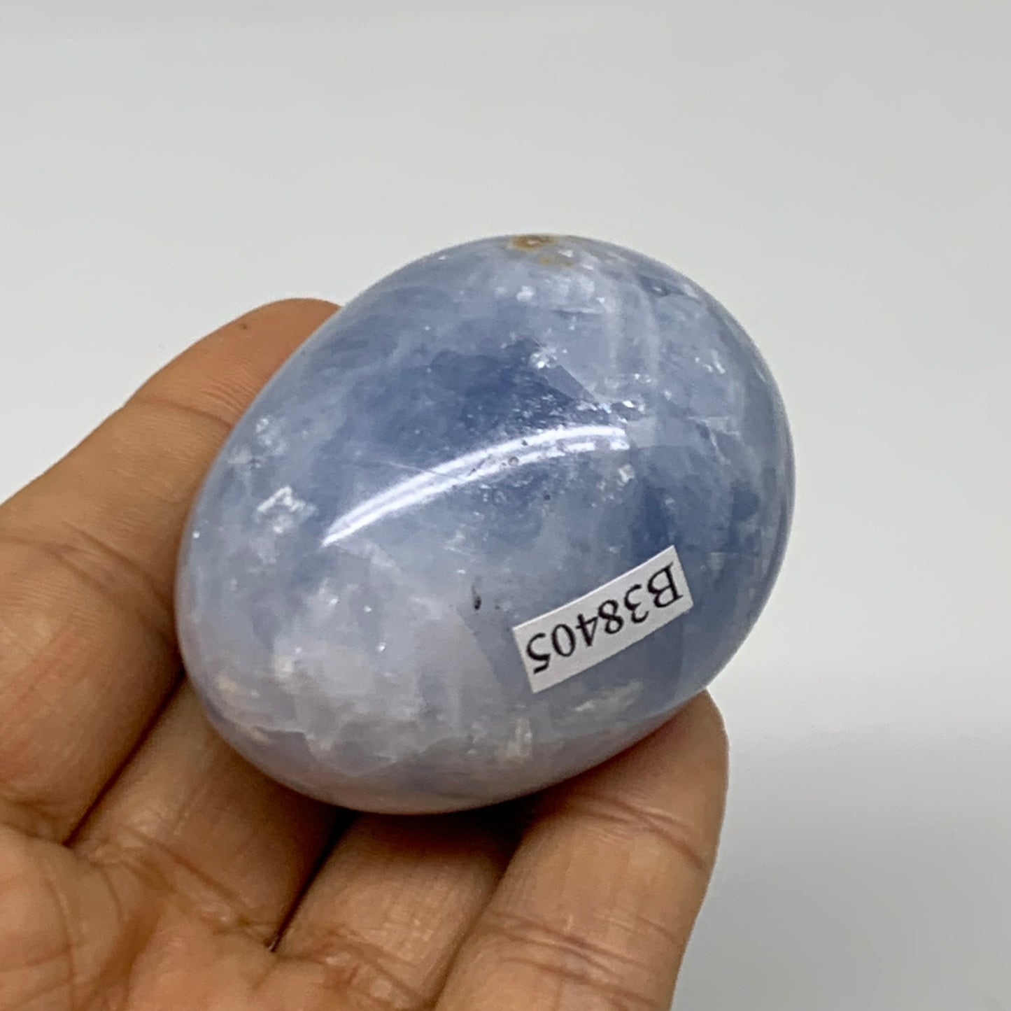 120g, 2"x1.6", Natural Blue Calcite Egg Polished Crystal @Madagascar, B38405