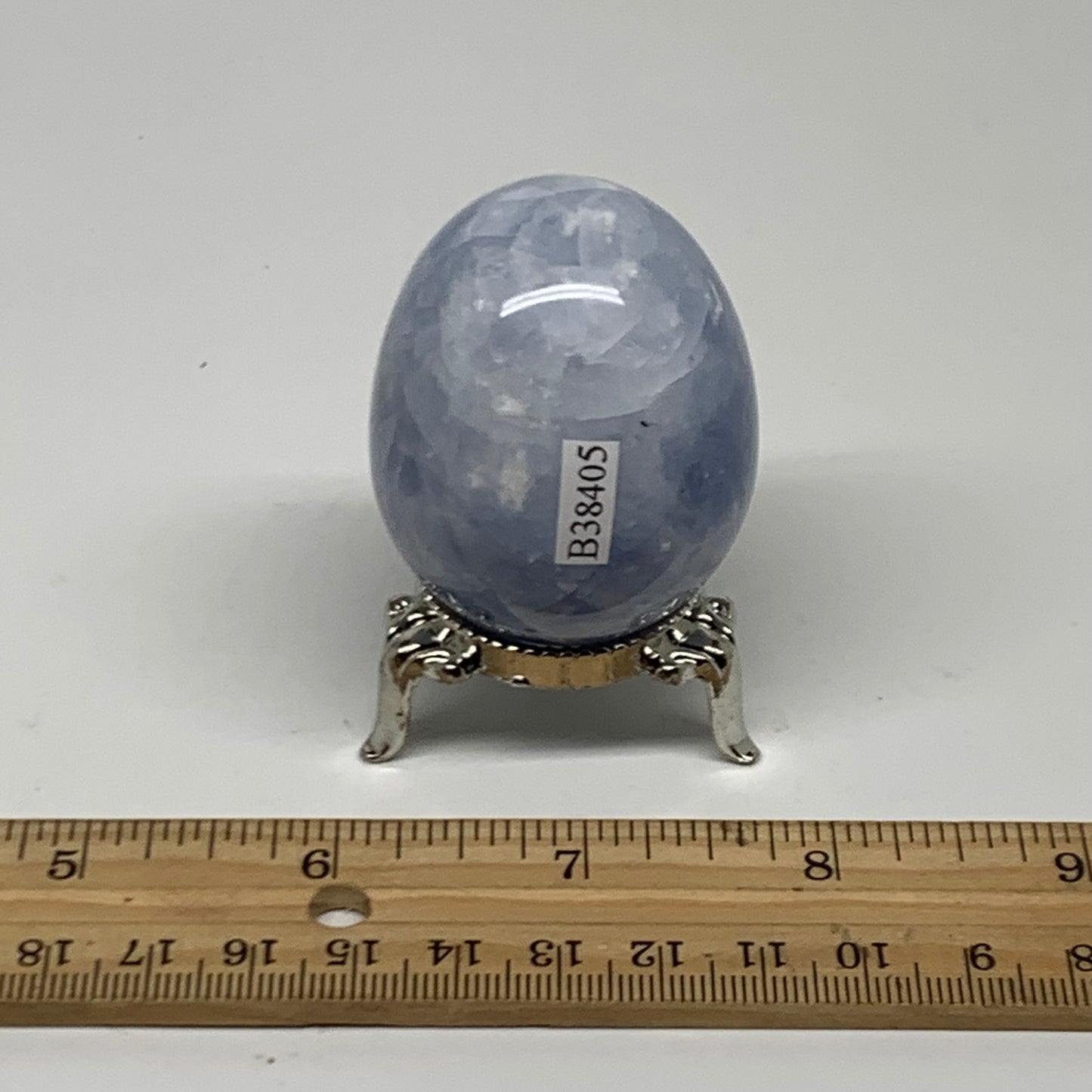 120g, 2"x1.6", Natural Blue Calcite Egg Polished Crystal @Madagascar, B38405